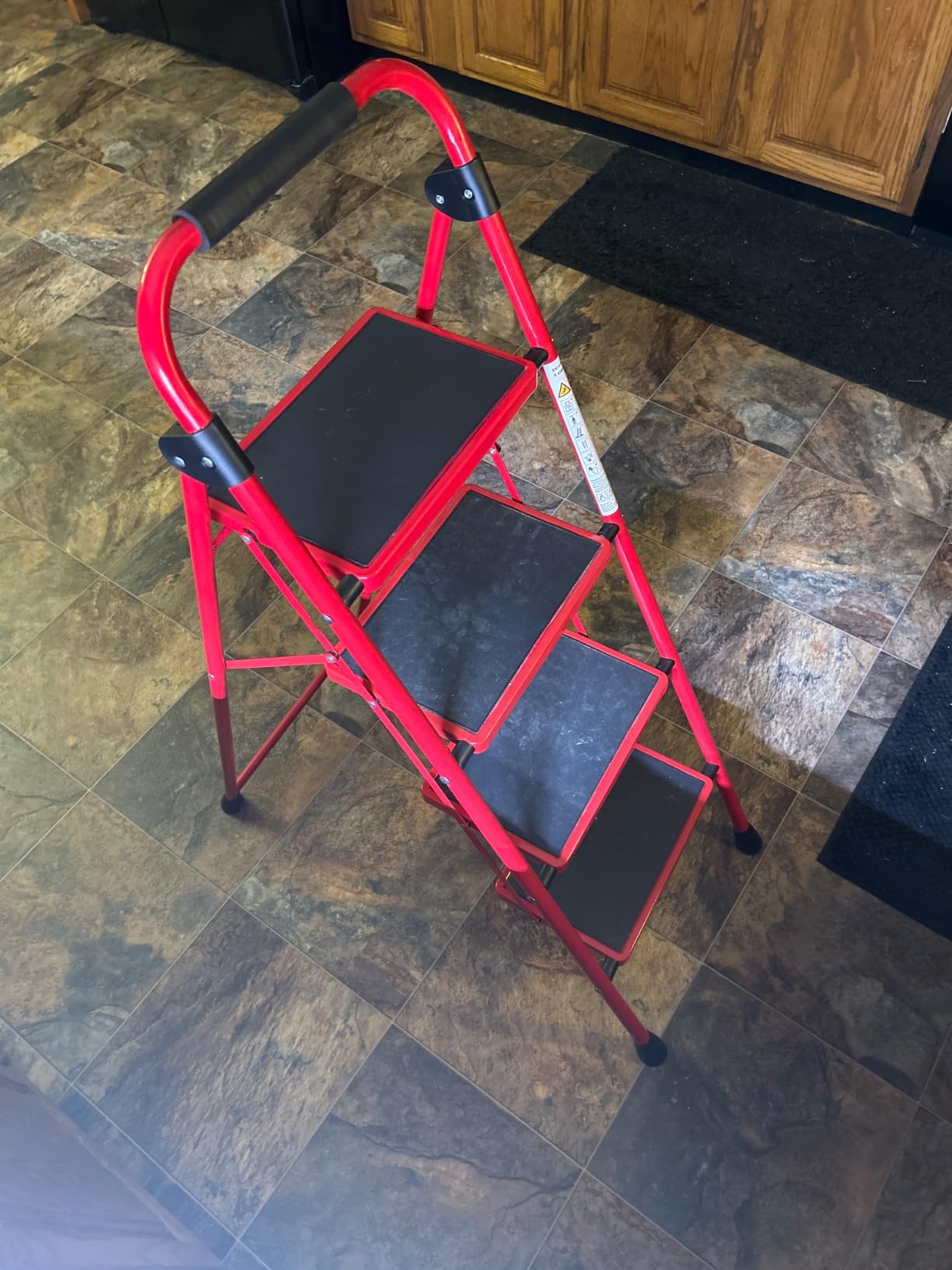 KINGRACK Step Ladder, 4 Step Folding Ladder with Handrails | Heavy Duty Steel Stool Sturdy Collapsible Portable Ladder with Anti-Slip Wide Pedal, White customer photo 2
