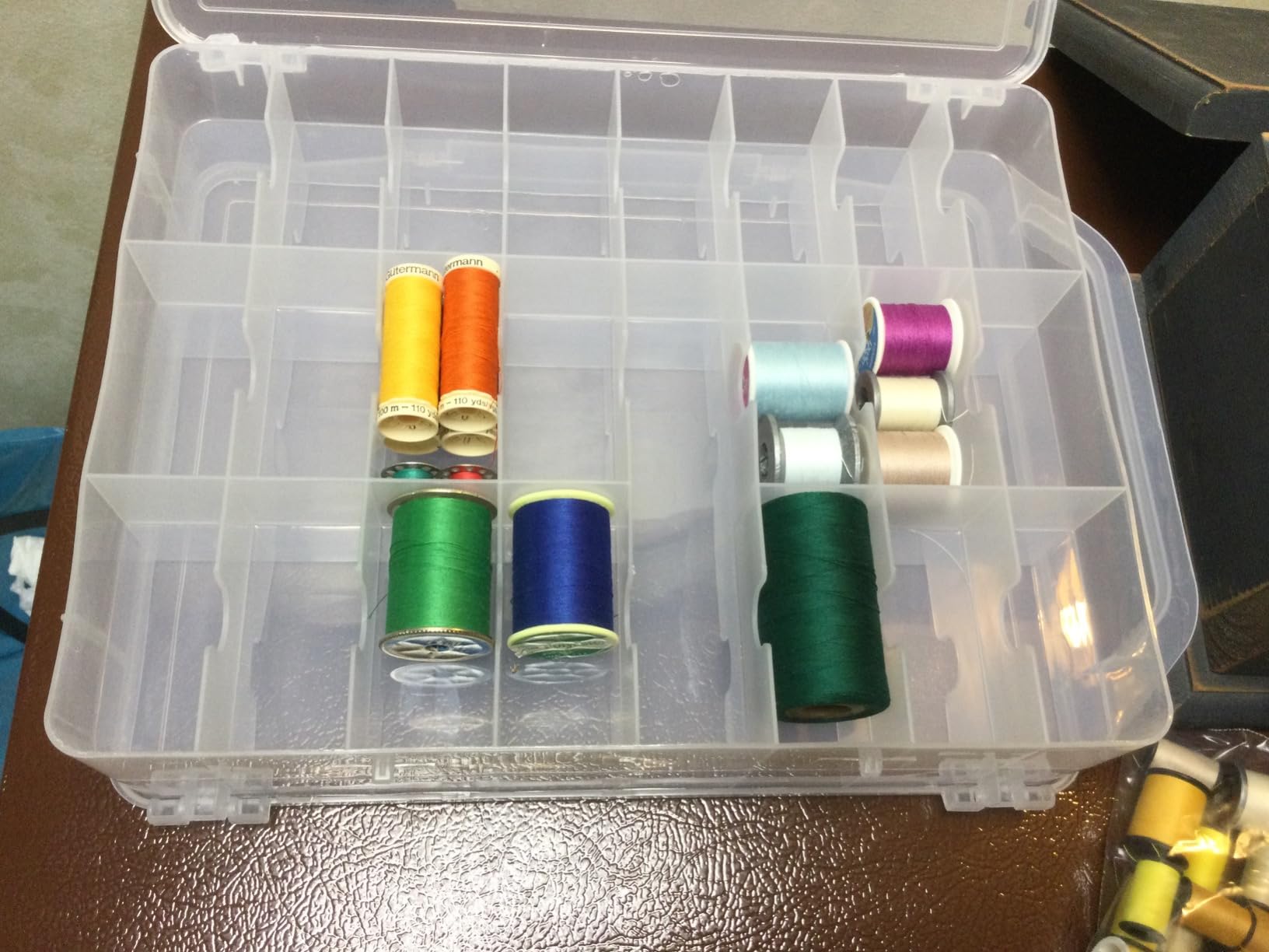 46 Grids Sewing Organizer, Double Sided Thread Box Storage, Portable Clear Plastic Organizer Box for Embroidery and Sewing Threads, Embroidery Floss, Crafts, Small Toys (Clear) customer photo 1