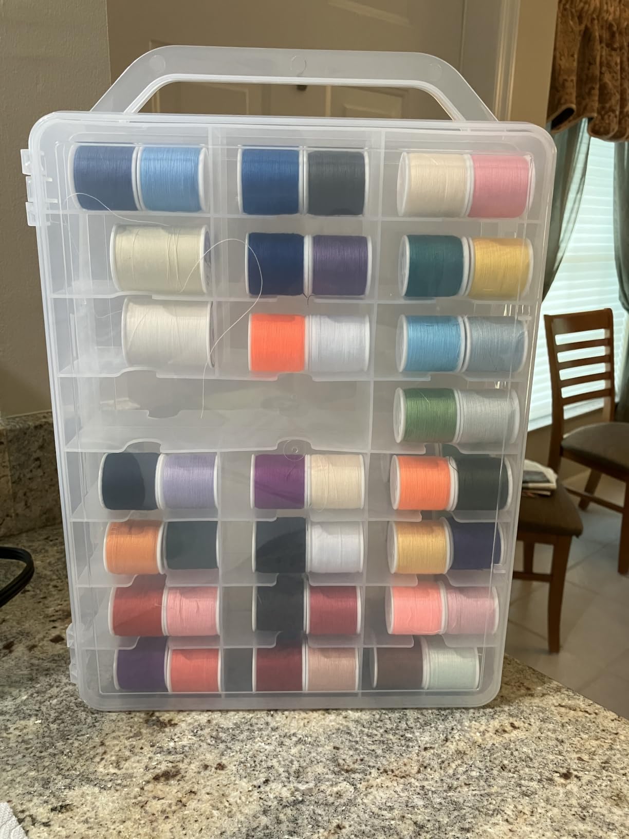 46 Grids Sewing Organizer, Double Sided Thread Box Storage, Portable Clear Plastic Organizer Box for Embroidery and Sewing Threads, Embroidery Floss, Crafts, Small Toys (Clear) customer photo 2