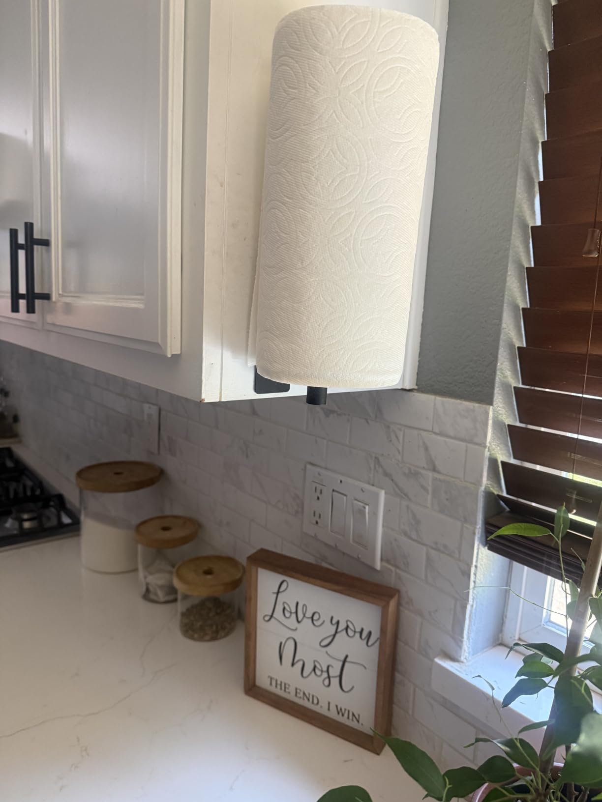 Paper Towel Holder Under Cabinet, Self-Adhesive or Drilling, Gold customer photo 2