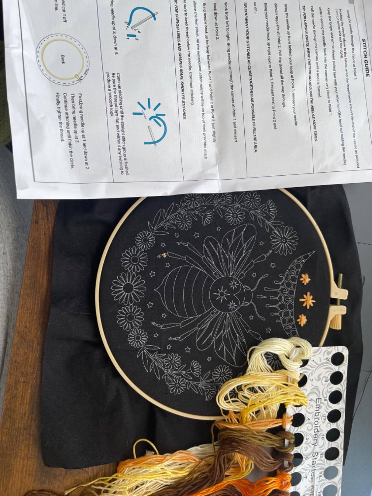 Embroidery Kits for Beginners Adults, Stamped Cross Stitch kits for Adult Beginners Embroidery Starter Kit with Pattern, 3 Embroidery Hoop and Fabric, Needles Threads (Attached Teaching Video QR Code) customer photo 2