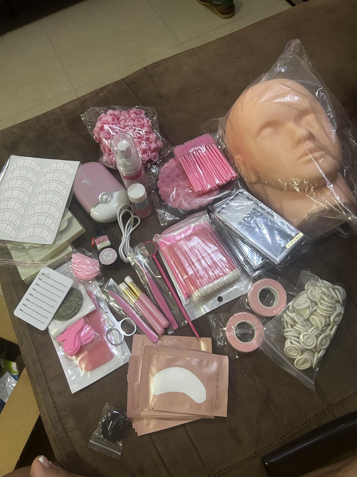 Lash Kit for Eyelash Extension Beginners Eyelash Extension Kit with Lash Mannequin Head, Eyelash Extension Practice Starter Kit with Everything USB Fan Lash Glue False Eyelash Lash Shampoo customer photo 2