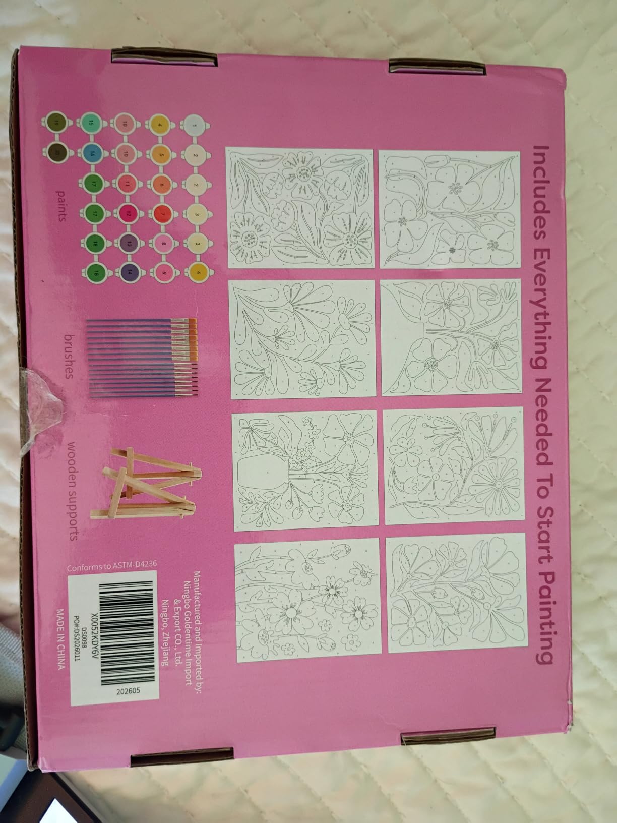 goldentime 8 Packs Predrawn Canvas for Painting Kids Painting Canvas for Kids Painting Kits for Kids 4-8, 48 Paints, 8 Brushes 2 Easels, 8 6x8 Printed Canvas to Paint for Girls Boys and Beginners customer photo 2