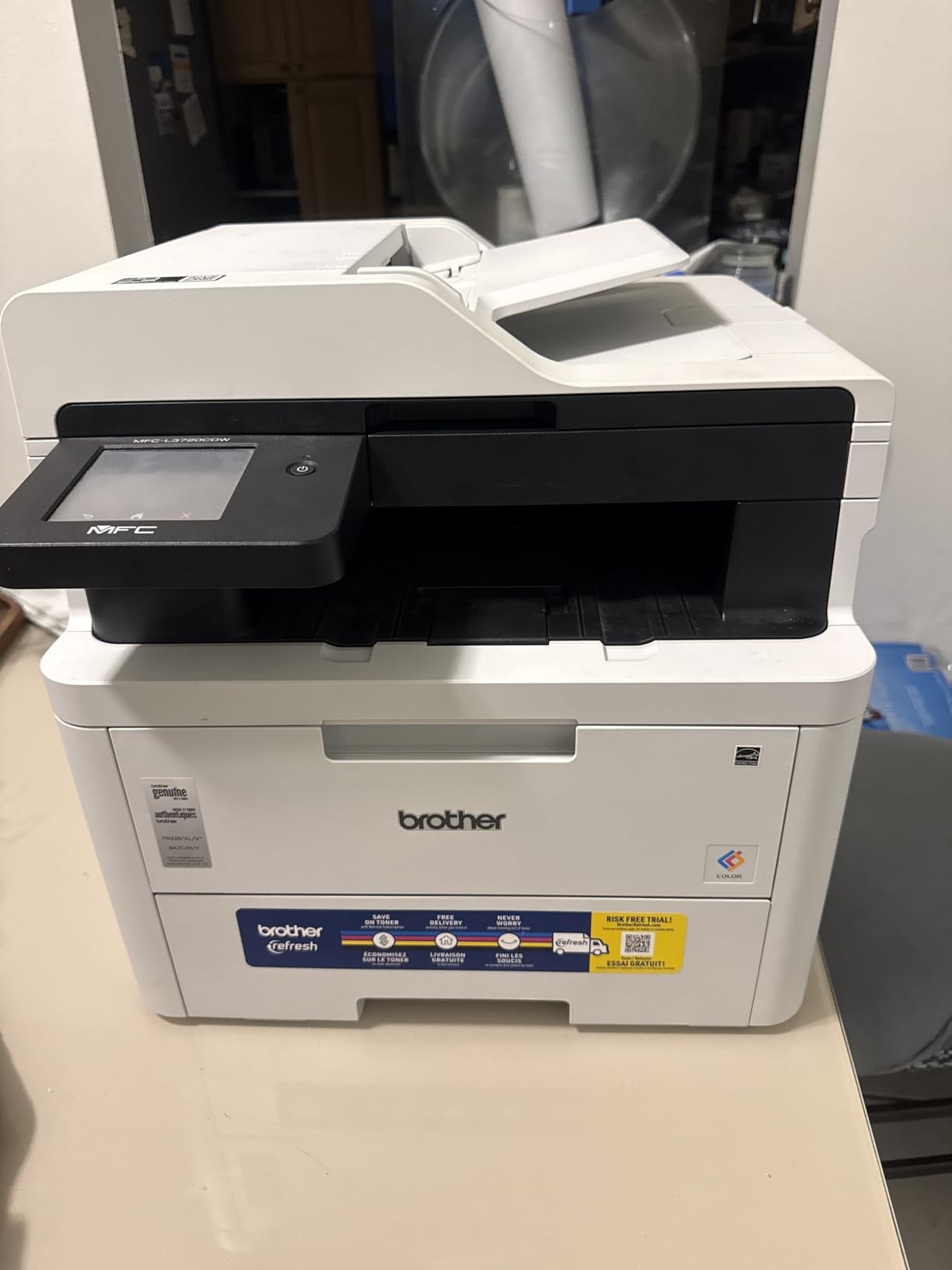 Brother MFC-L3720CDW Wireless Color Laser Printer with Scanner, Copier and Fax | Auto Duplex and 250-Sheet Capacity | Includes Refresh Subscription Trial(1). Amazon Dash Replenishment Ready | Scan function, Fax function, Automatic duplex printing customer photo 2