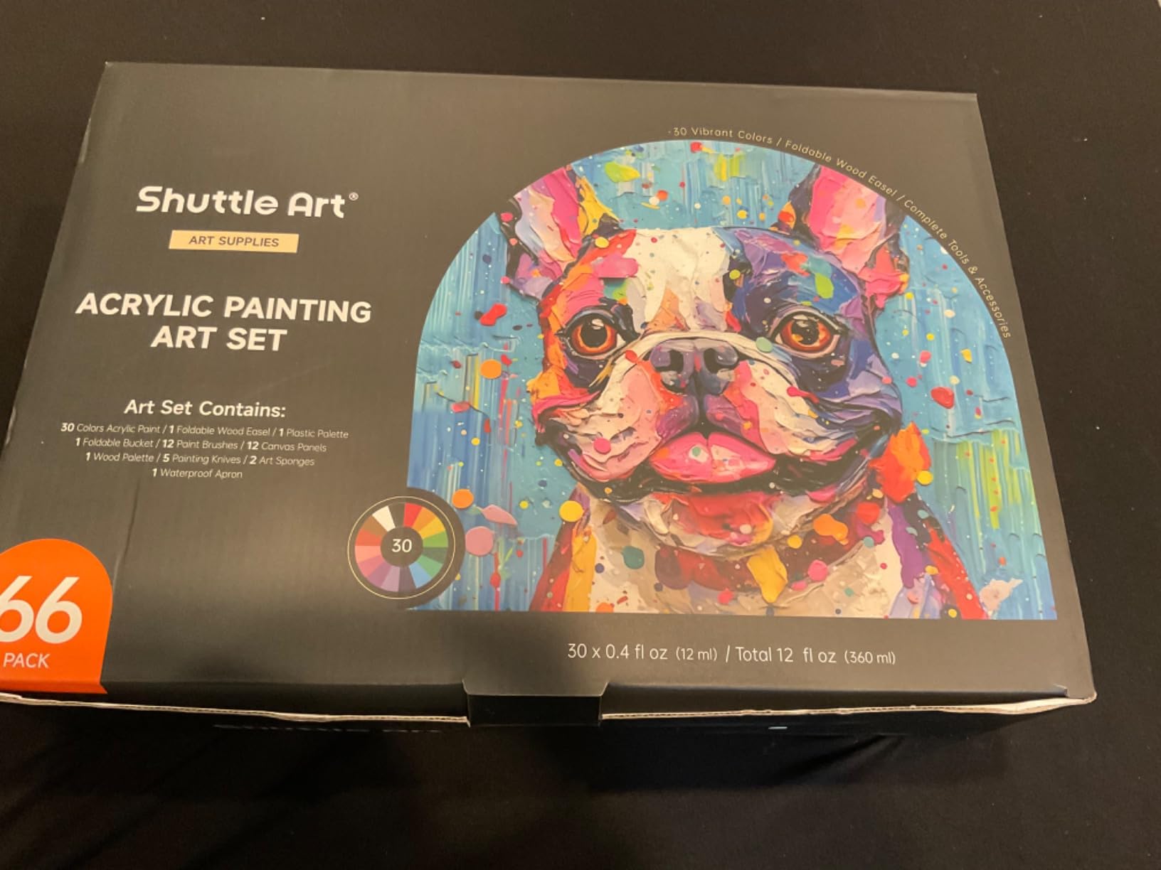 66 Pack Acrylic Paint Set, Shuttle Art Acrylic Painting Set with 30 Colors Acrylic Paint, Wooden Easel, Painting Canvas, Paint Brushes, Palettes, Art Painting Supplies for Kids Adults Beginner Artists customer photo 2