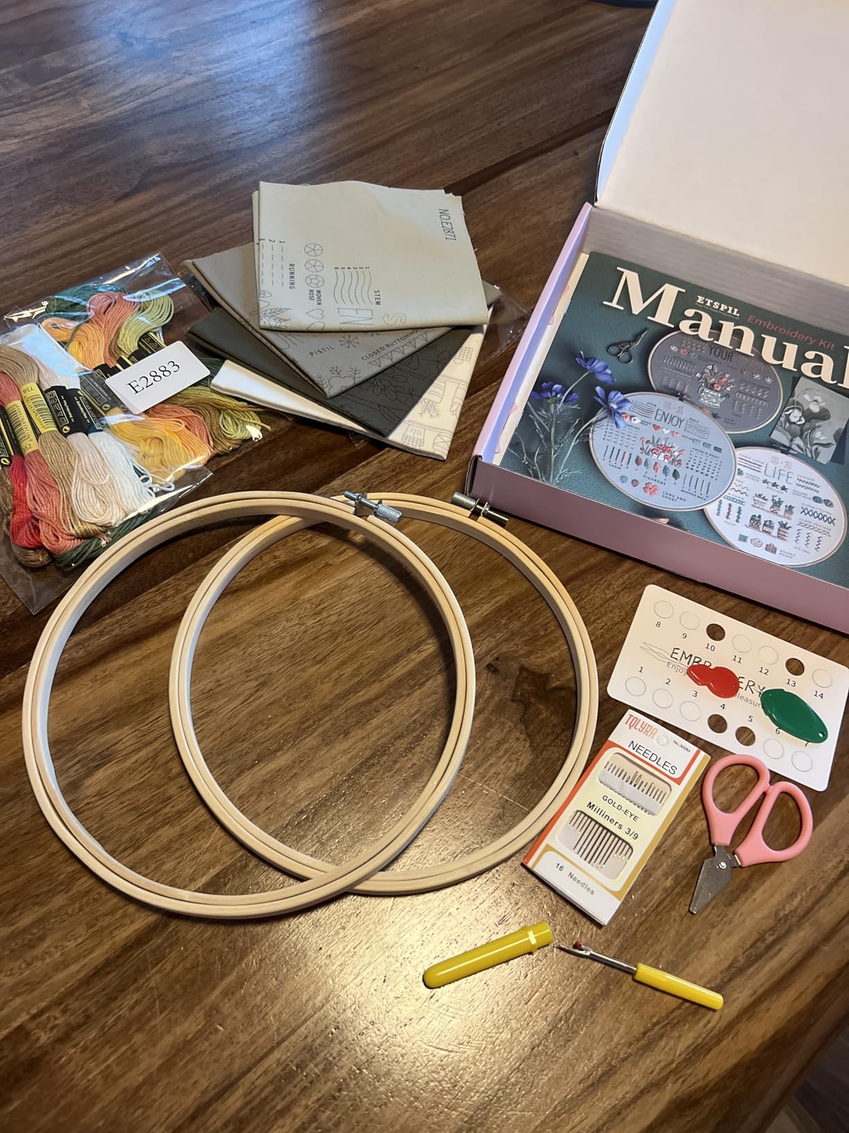 ETSPIL Embroidery Kit for Adults, 2 Hoops, 4K Slow-Mo, Pre-Printed Patterns | Stitch Together. 17 Vibrant Floss, Bound Guide. Needle Minder, Storage Tube, All Tools. No Washing. Relaxing Craft for Women customer photo 1