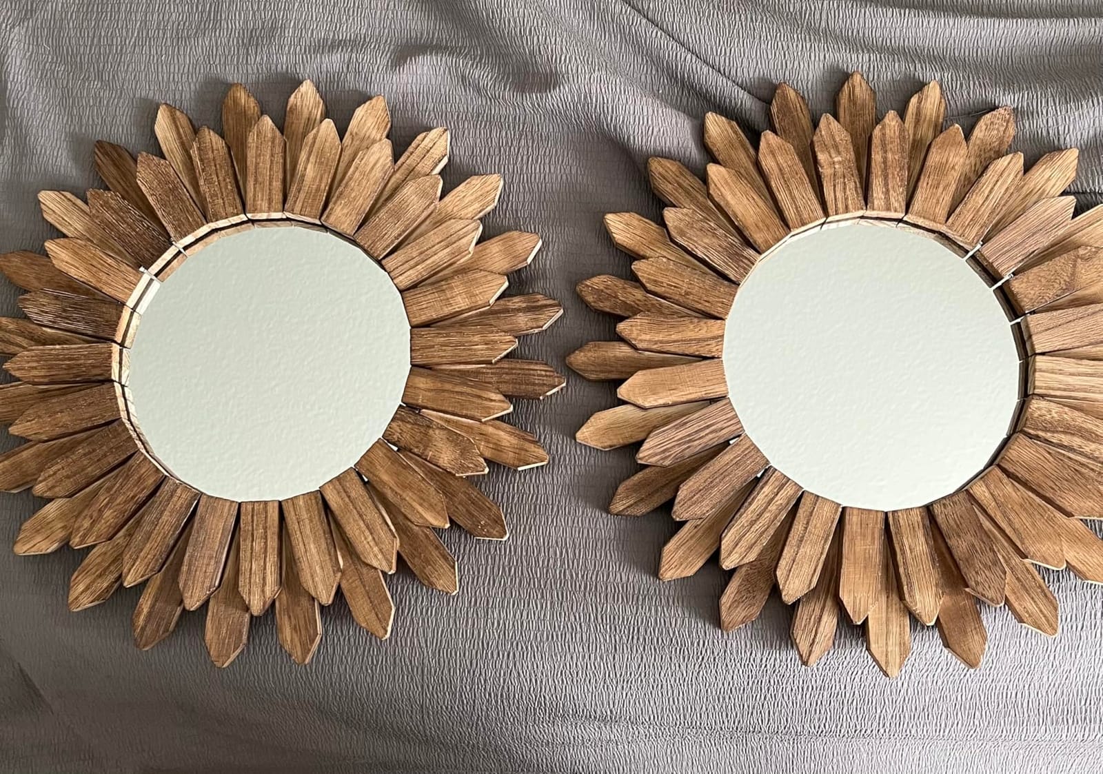 LOSOUR Boho Wall Decor Sunburst Mirror 3 Pack Rustic Round Wood Mirror 12 inch Boho Mirror Home Decor Farmhouse Room Decorations for Bedroom Living Room Entryway customer photo 2