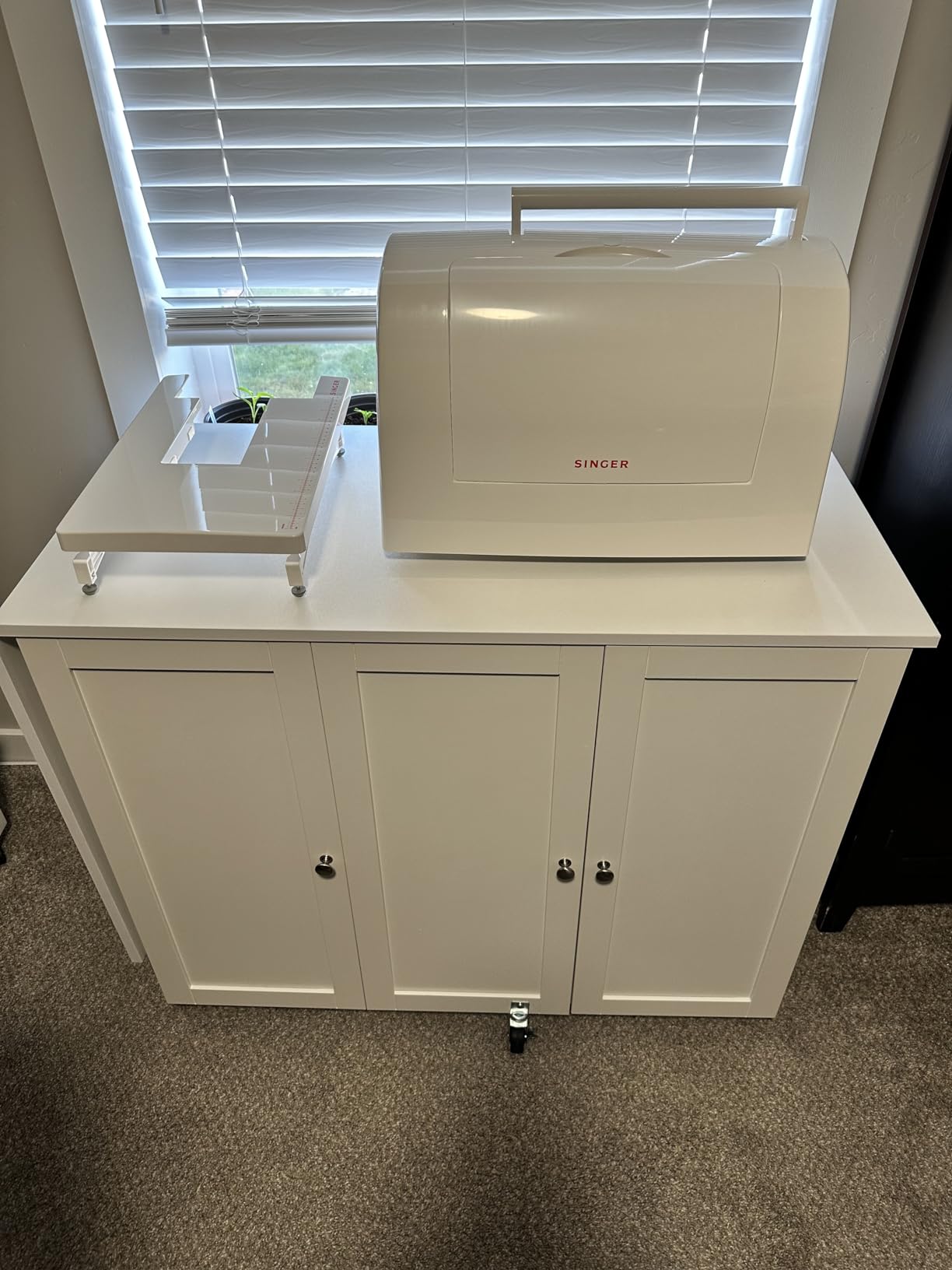 Best Choice Products Large Folding Sewing Table, Multipurpose Portable Craft Station & Side Desk w/Compact Design, Caster Wheels, Storage Shelves, 2 Storage Trays, Magnetic Doors - Natural/White customer photo 1