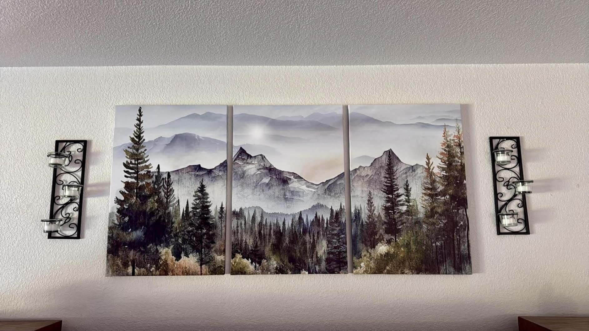 MHARTK66 3 Piece Framed Canvas Art Prints Wall Art for Living Room Modern Wall Decor for Bedroom Office Decor Abstract Mountain Forest Landscapes Ink Painting Ready to Hang Wall Pictures Home Decor customer photo 1