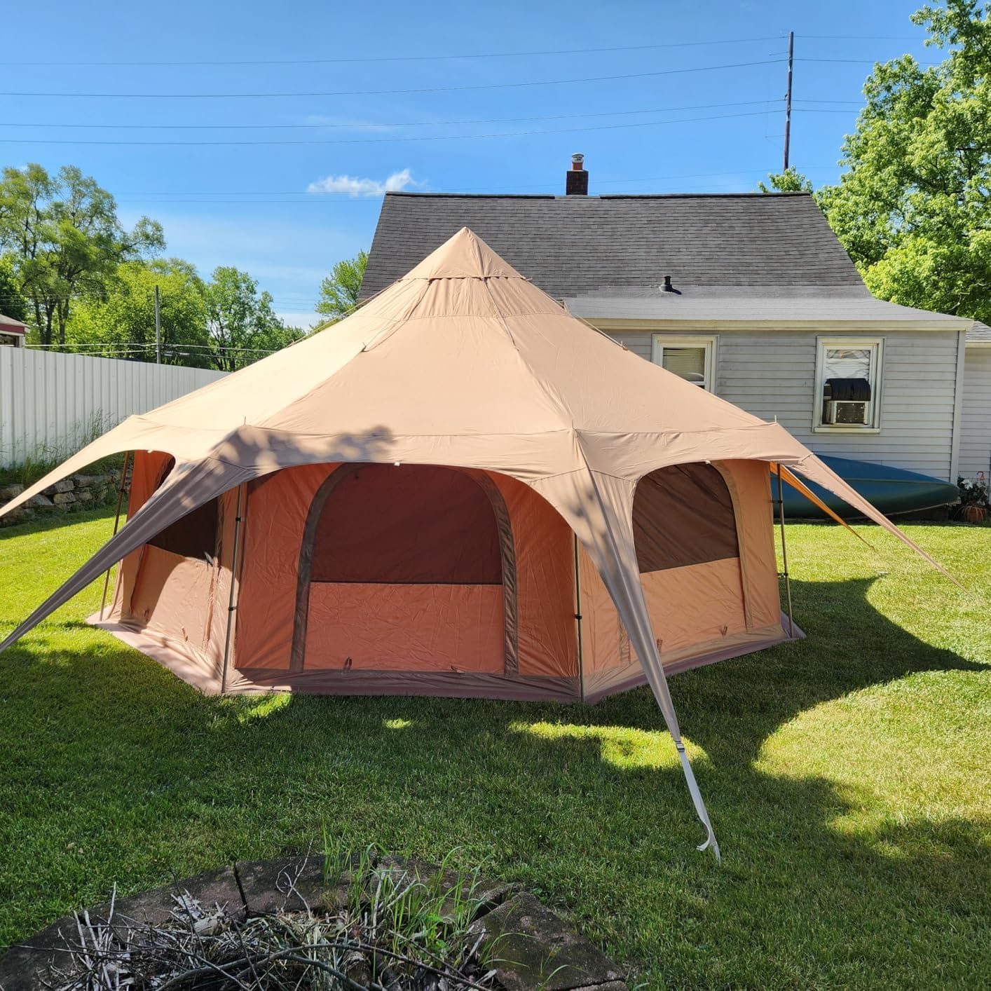 VEVOR Canvas Tent Bell, Yurt 4 Seasons for Camping with Stove Jack, Breathable Holds up to 4 People, Family Camping Outdoor Hunting Party customer photo 1