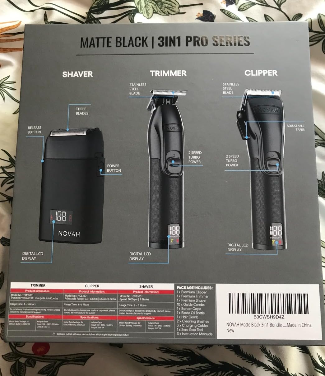 Novah Professional Barber Clippers and Trimmer Set - Foil Shaver Professional Hair Clippers for Men, Mens Cordless Hair Clipper for Barbers Haircut Kit, Fade customer photo 1