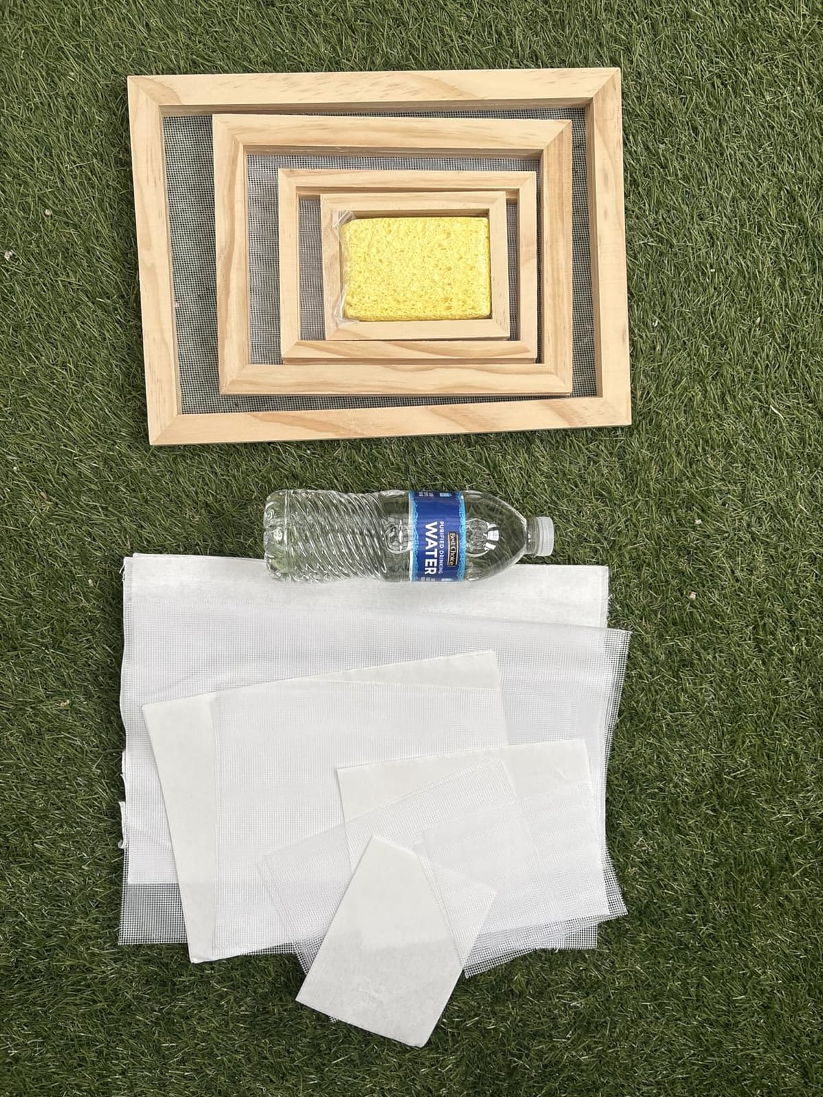 Okllen Set of 4 Paper Making Screen Kit, Wooden Paper Making Frames with Mesh, Absorbent Paper and Sponge for DIY Paper Crafts Size (A4, A5, A6, A7) customer photo 2