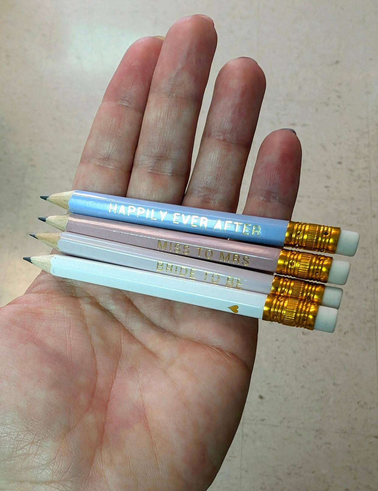 Markt Mini Pencils for Bridal Shower Games, Bridal Shower Pens, Heart Pencils, Small Pencil Set For Prizes, Game Winner Gifts (White) customer photo 1