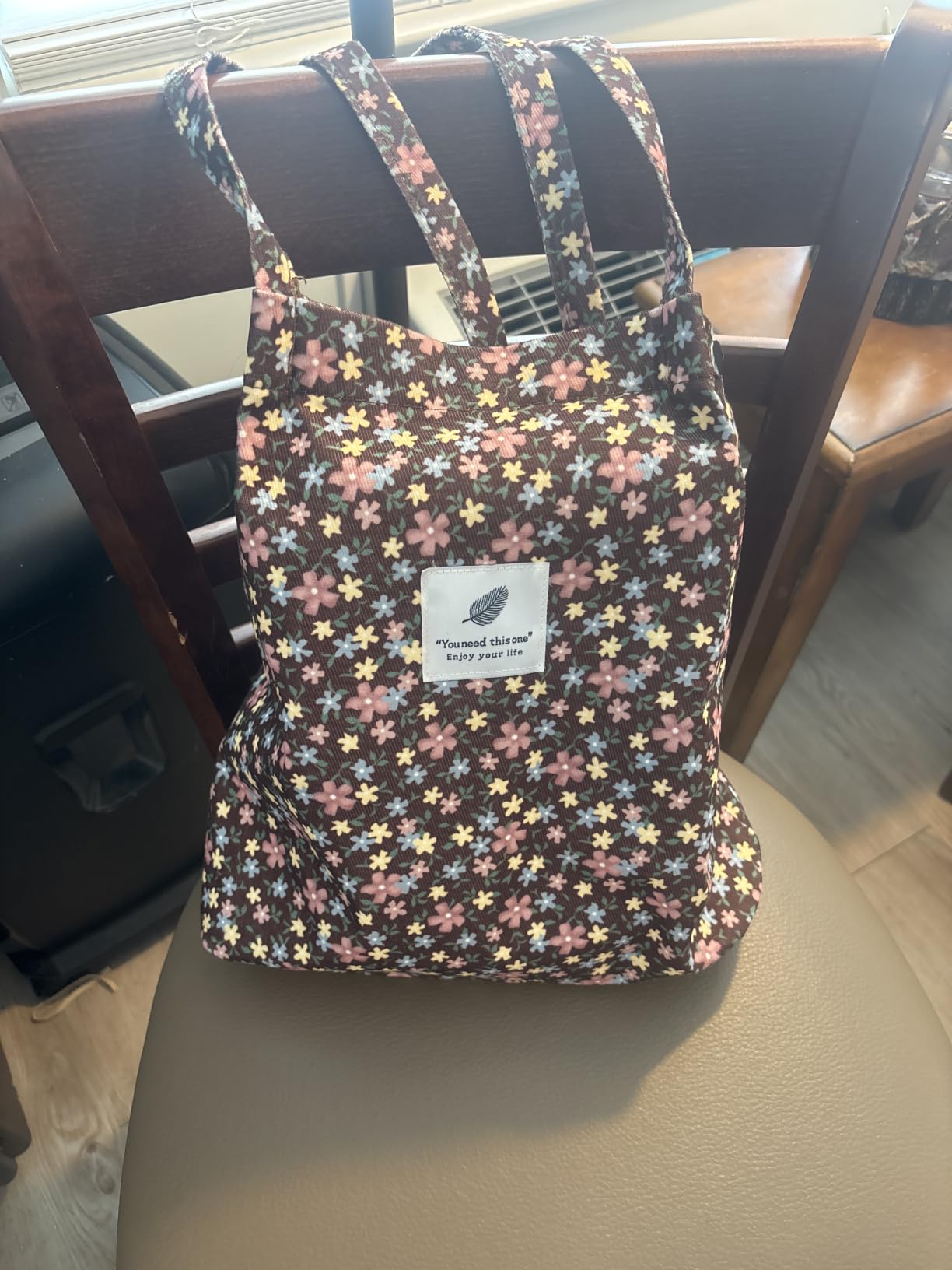 TOPASION Cute Corduroy Tote Bag Canvas Shoulder Handbags for Women Travel Shopping customer photo 2