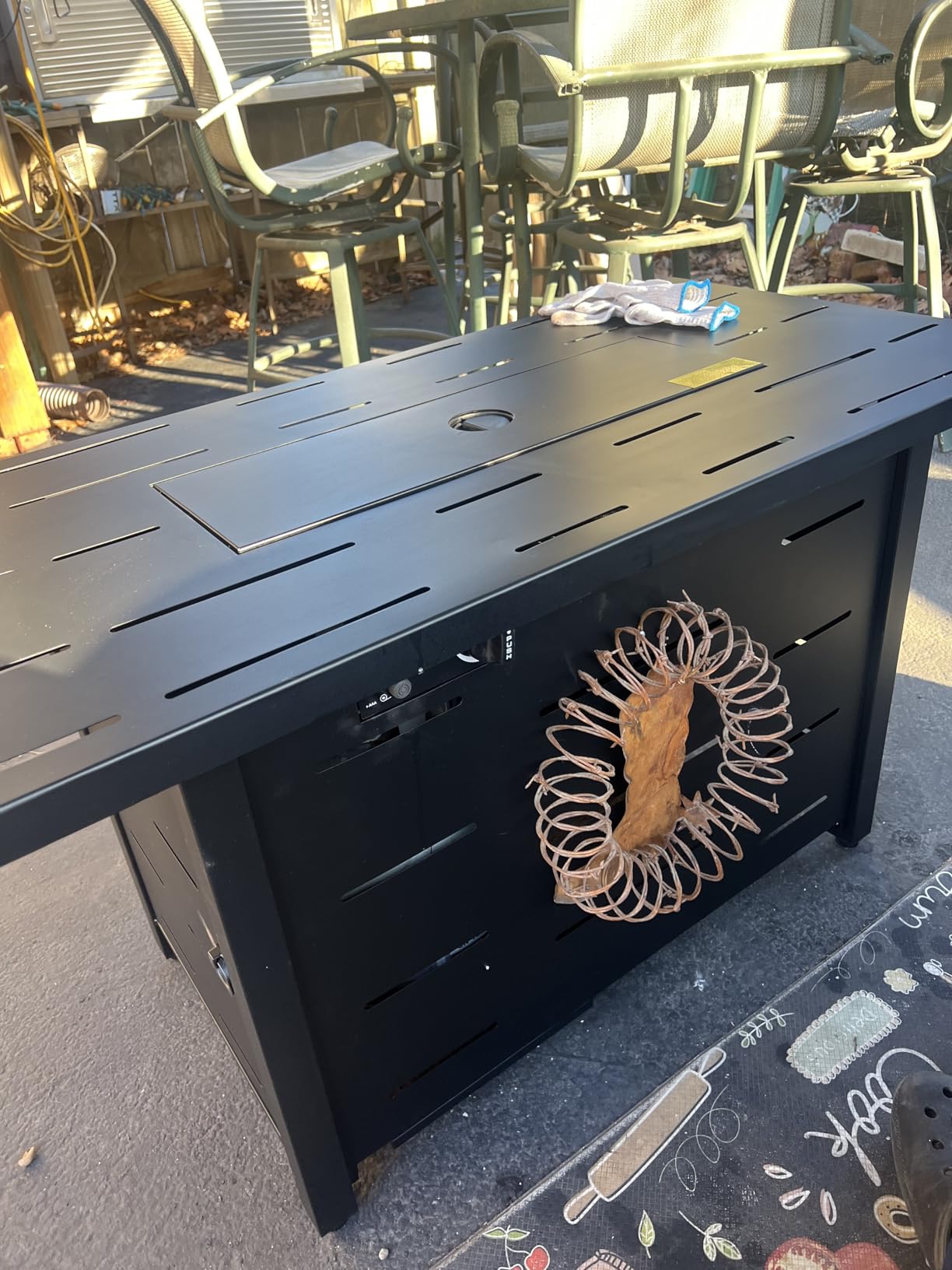 43 inch Outdoor Propane Fire Pit 50,000 BTU Gas Fire Pit Table with Lid, Waterproof Cover, Rectangle Gas Firepit Table for Garden/Patio, CSA Certification customer photo 2
