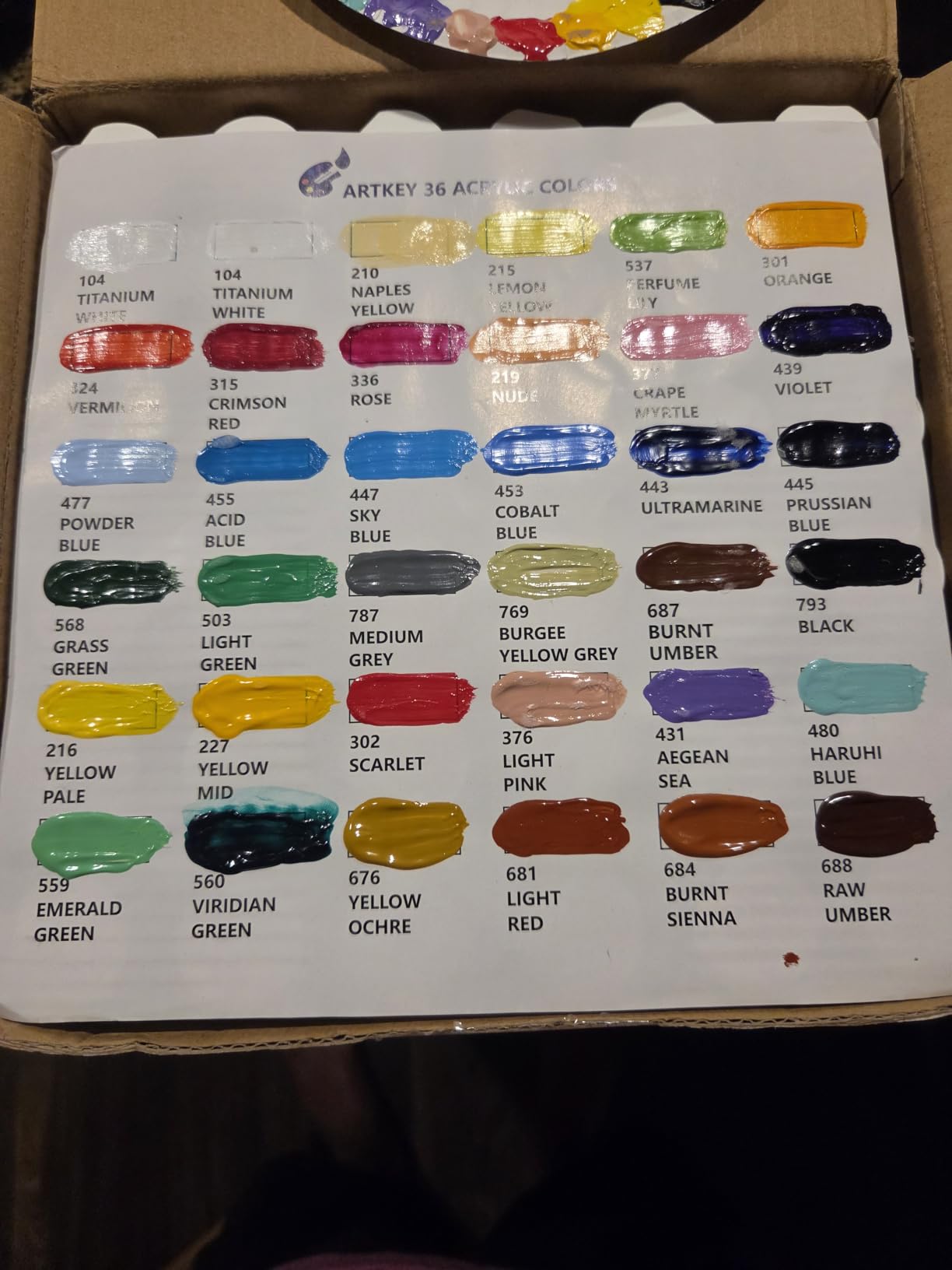 Artkey Acrylic Paint Set - 36 Colors 2 oz/59 ml Acrylic Paints Professional Artists Painting Kit for Canvases Fabric Rock Leather Easter Egg Wood Ceramic Glass Art Craft Painting customer photo 1