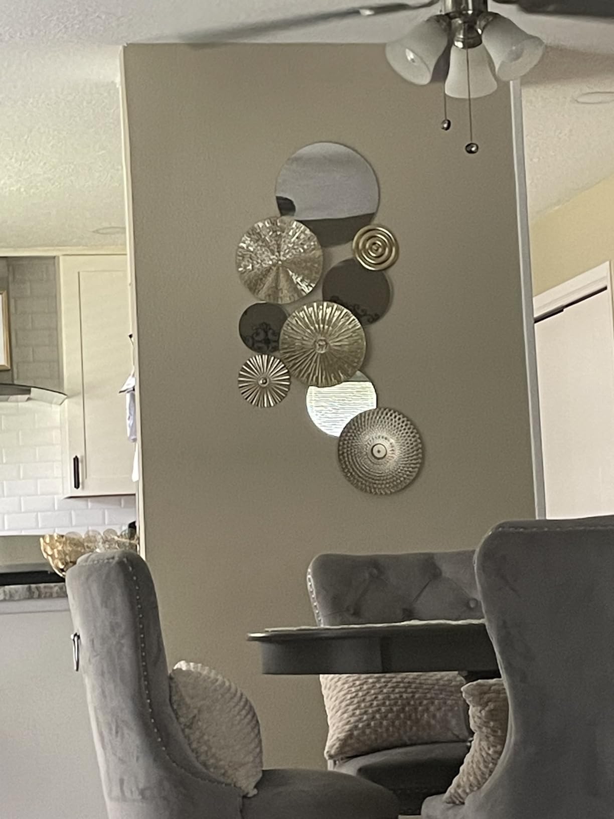 Blulu 9 Pcs Blue Mirror Wall Decor Metal Round customer photo 2