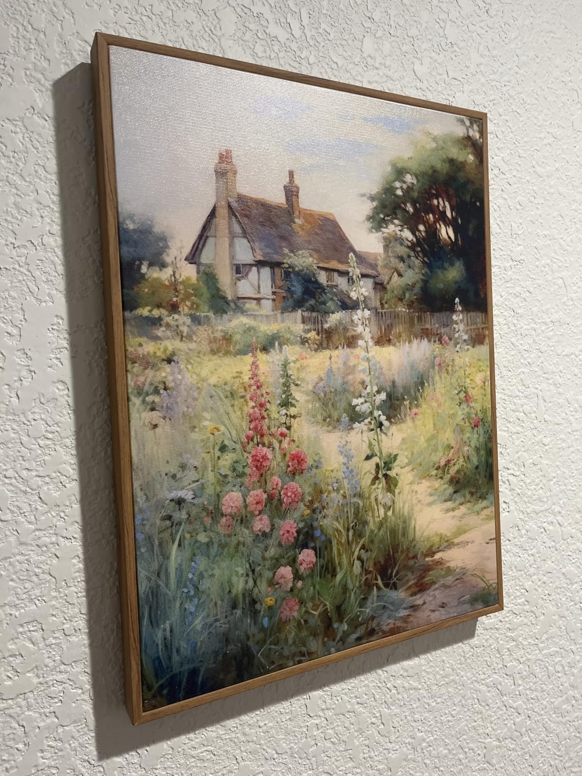 Gardenia Art Framed Old Cottage Wall Art Vintage Landscape Oil Painting Mountain Hut Blooming Wild Floral Canvas Print Country Aesthetic Decor Art for Bedroom Bathroom Living Room Home Décor 12