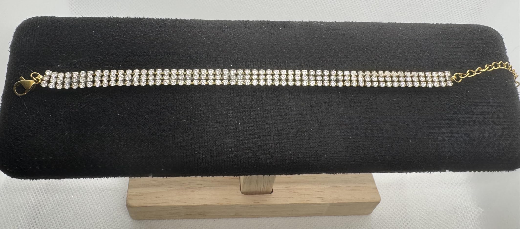 Wooden Watch and Bracelet Display Stand, T-Bar Jewelry Holder Organizer Rack with Wooden Base for Watches, Bangles, Necklaces, Scrunchies and Headbands, Black Velvet customer photo 2