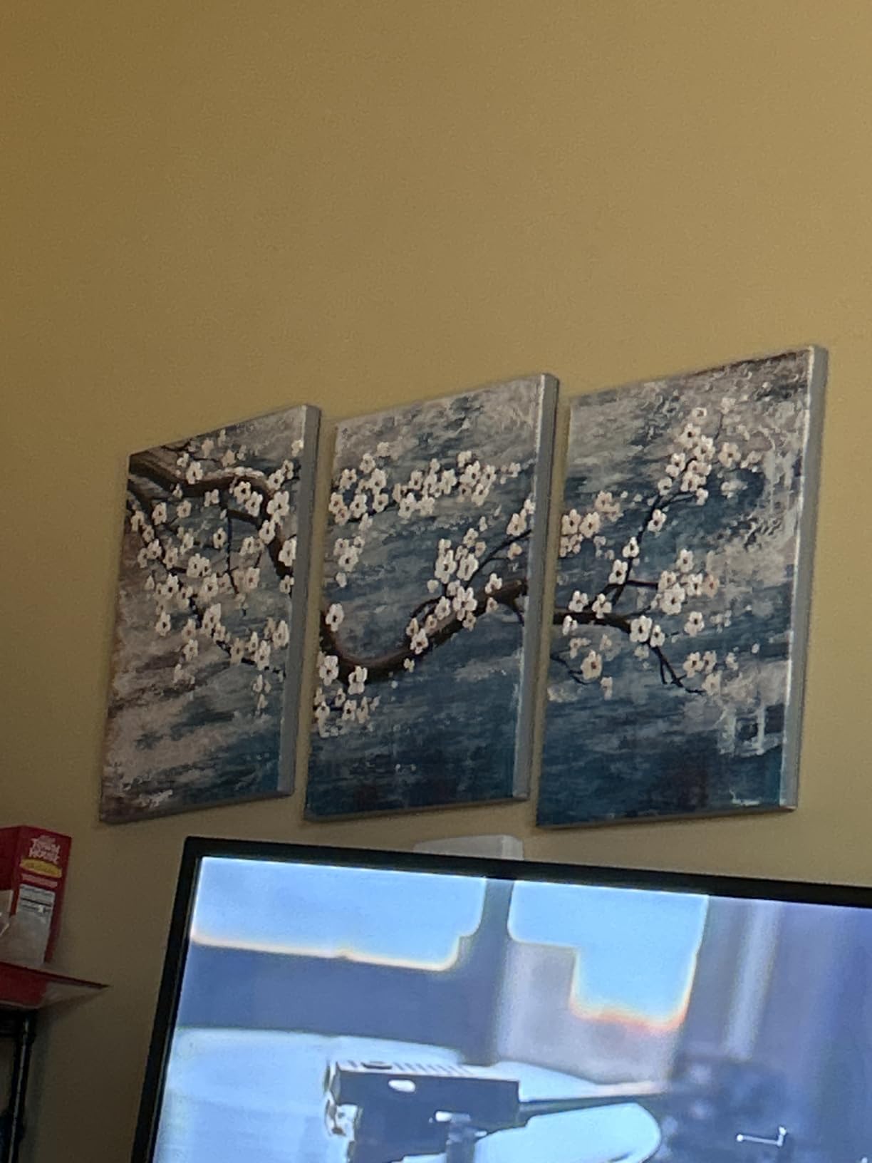 Plum Blossom Wall Art for Living Room100%Hand‑Painted Oil Painting58 X 29In customer photo 1