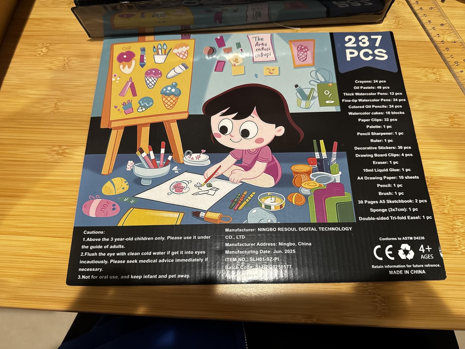 237-Piece Kids Art Set with Double-Sided Easel, Painting Kits for Kids Ages 4-8, Non-Toxic Art Supplies for Girls & Boys, Drawing Set with Watercolor, Oil Pastels, resent for Young Artists-Black customer photo 1