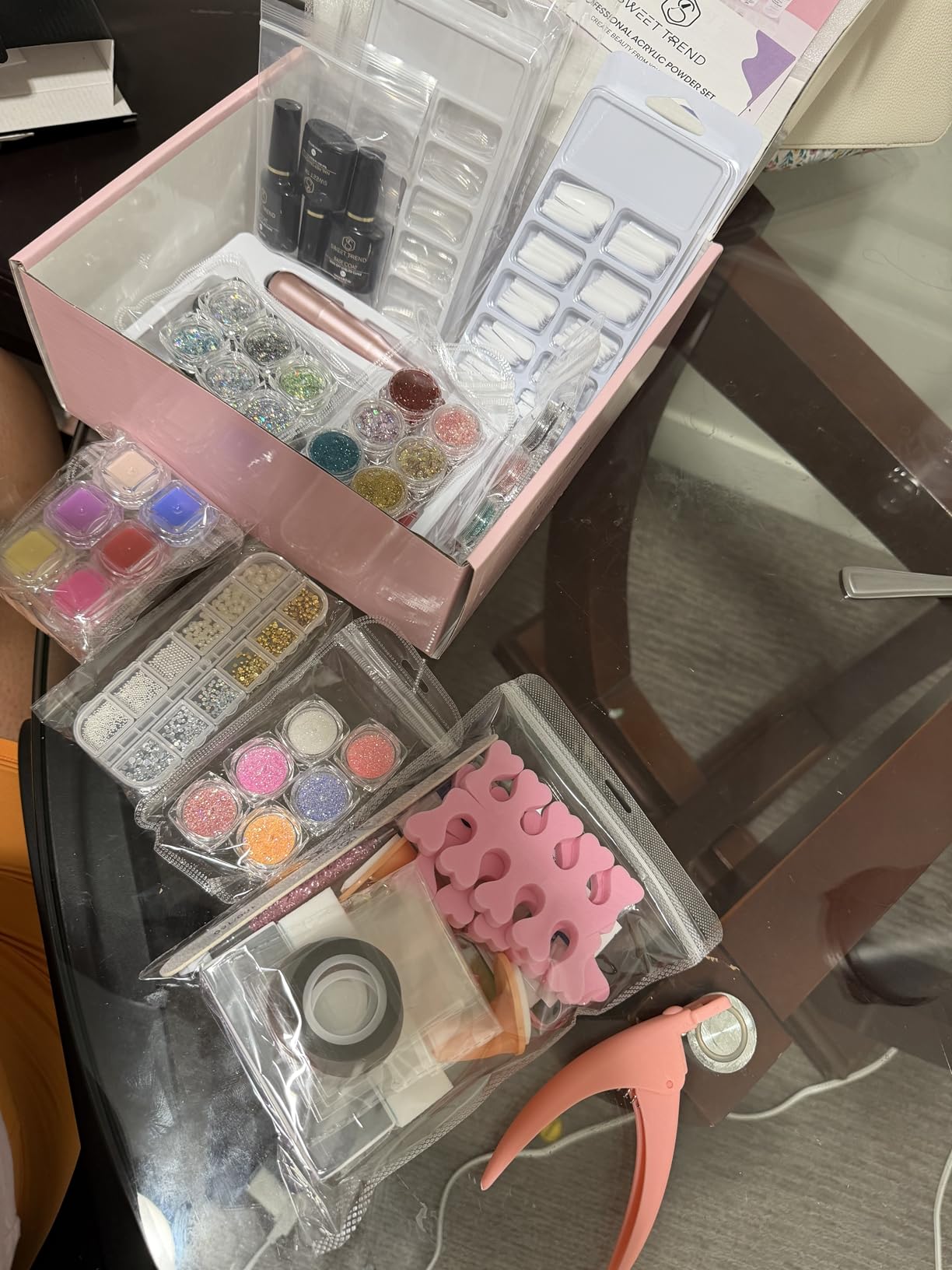 Acrylic Nail Kit with Everything: Beginners Set with Drill - Professional Acrylic Powder Glitter Monomer False Tips Top Base Coat Starter Kit - Full Decorations Nail Supplies for Nail Extensions Gift customer photo 1