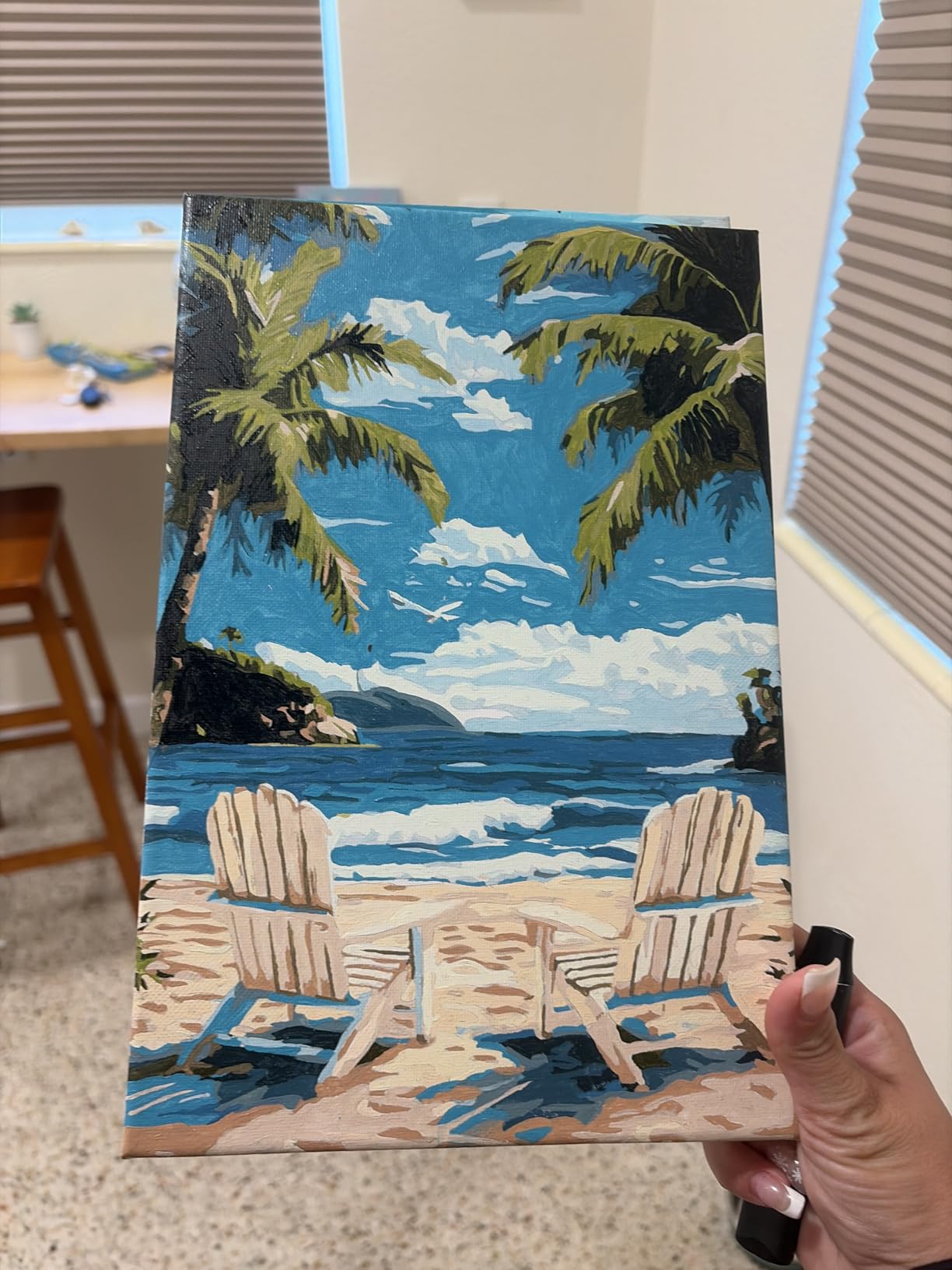 4 Pack Beach Paint by Numbers for Adults with Framed Canvas - Wooden Easel customer photo 1