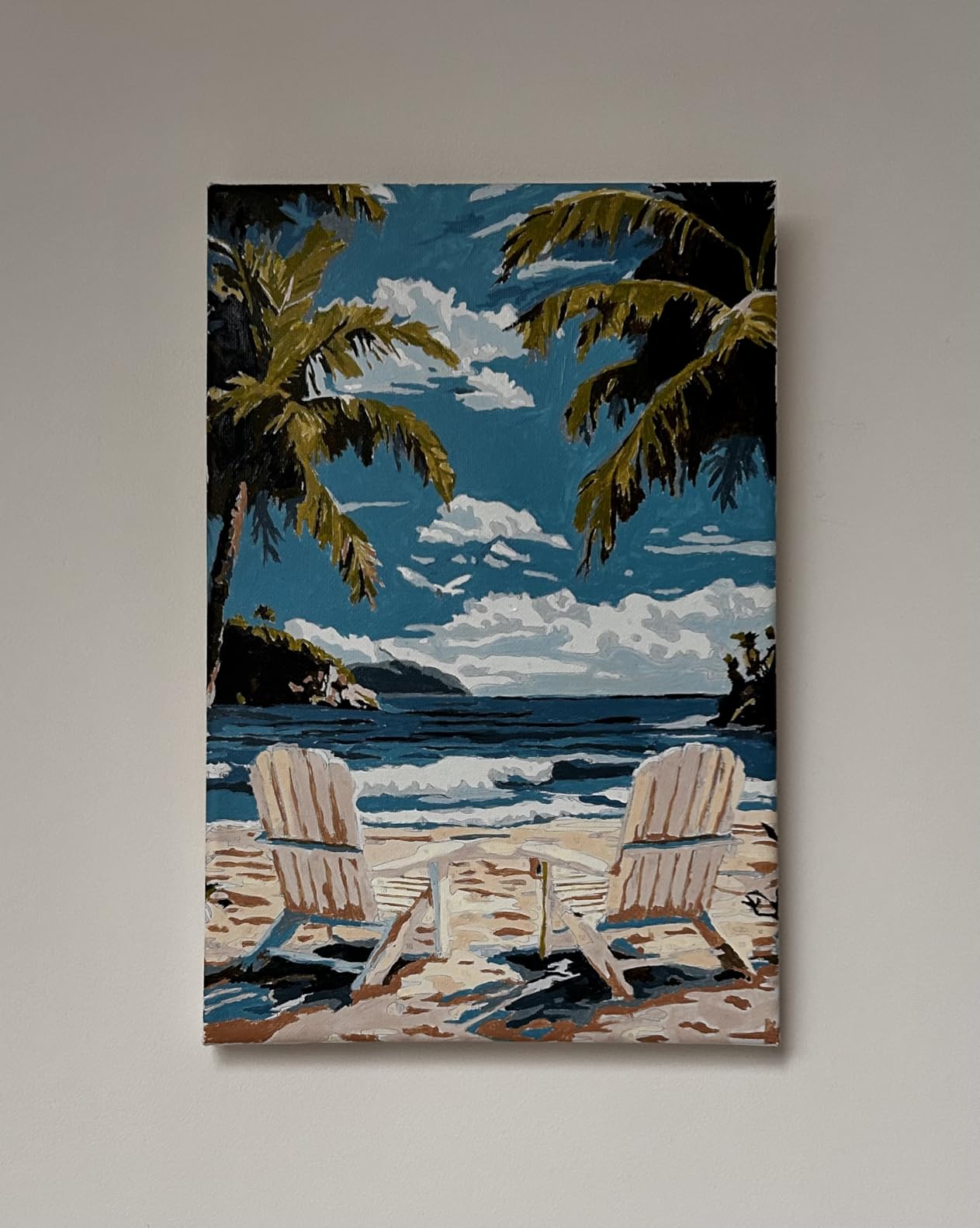 4 Pack Beach Paint by Numbers for Adults with Framed Canvas - Wooden Easel customer photo 2