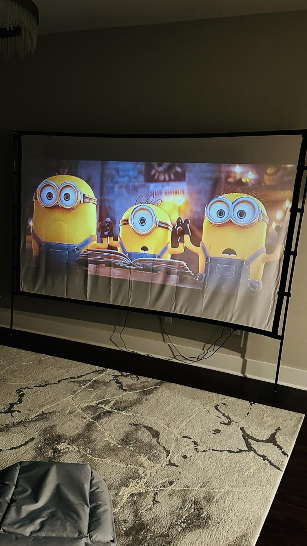 Outdoor Projector Screen with Stand featuring a Stake-Down Base-120 Inch 16:9 4K HD Portable Projector Screen Indoor Outdoor Movie Screen Lightweight Projection Screen with Carry Bag for Home,Backyard customer photo 1
