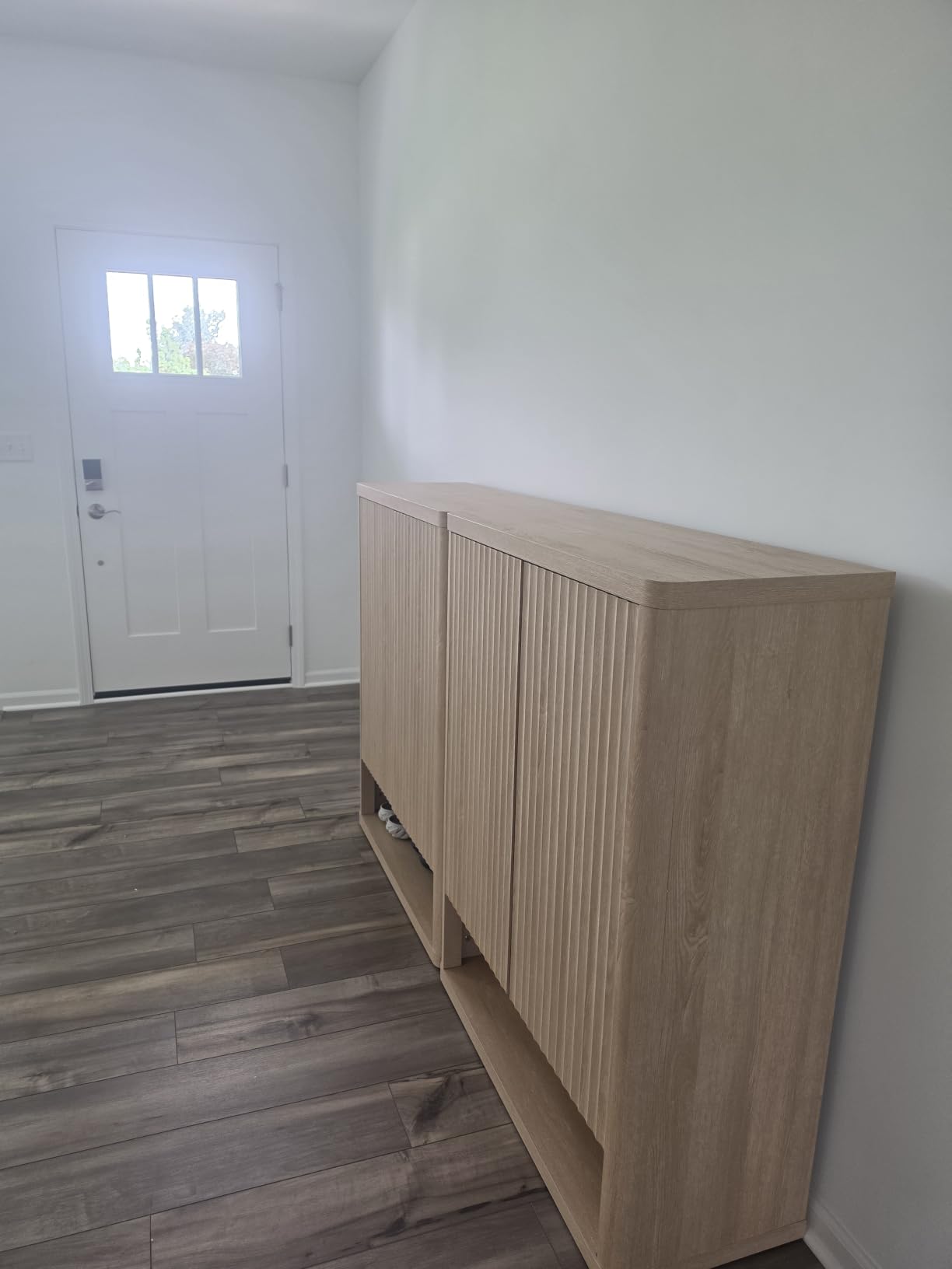 SICOTAS Shoe Cabinet 44 inch Tall Fluted Shoe Cabinet with Doors & 4 Shelves Wooden Large Hidden Shoe Storage Organizer Modern Free Standing 6-Tier Cabinet for Entryway Living Room Closet customer photo 1