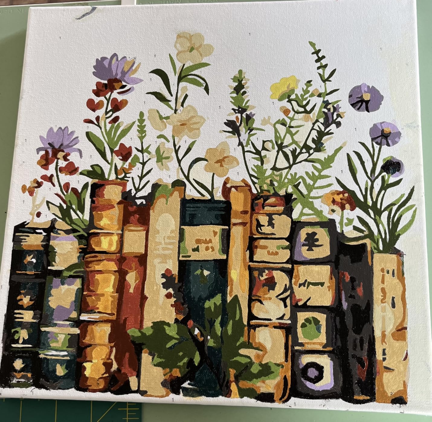 Yezavesu Book Framed Paint by Numbers Kit for Adults 10x 10 inch, Flowers | For Adults Beginner & Kids Ages 8-12, Without Easel, DIY Acrylic Painting by Numbers, Stress Relief Gift, Home Wall Decor customer photo 2