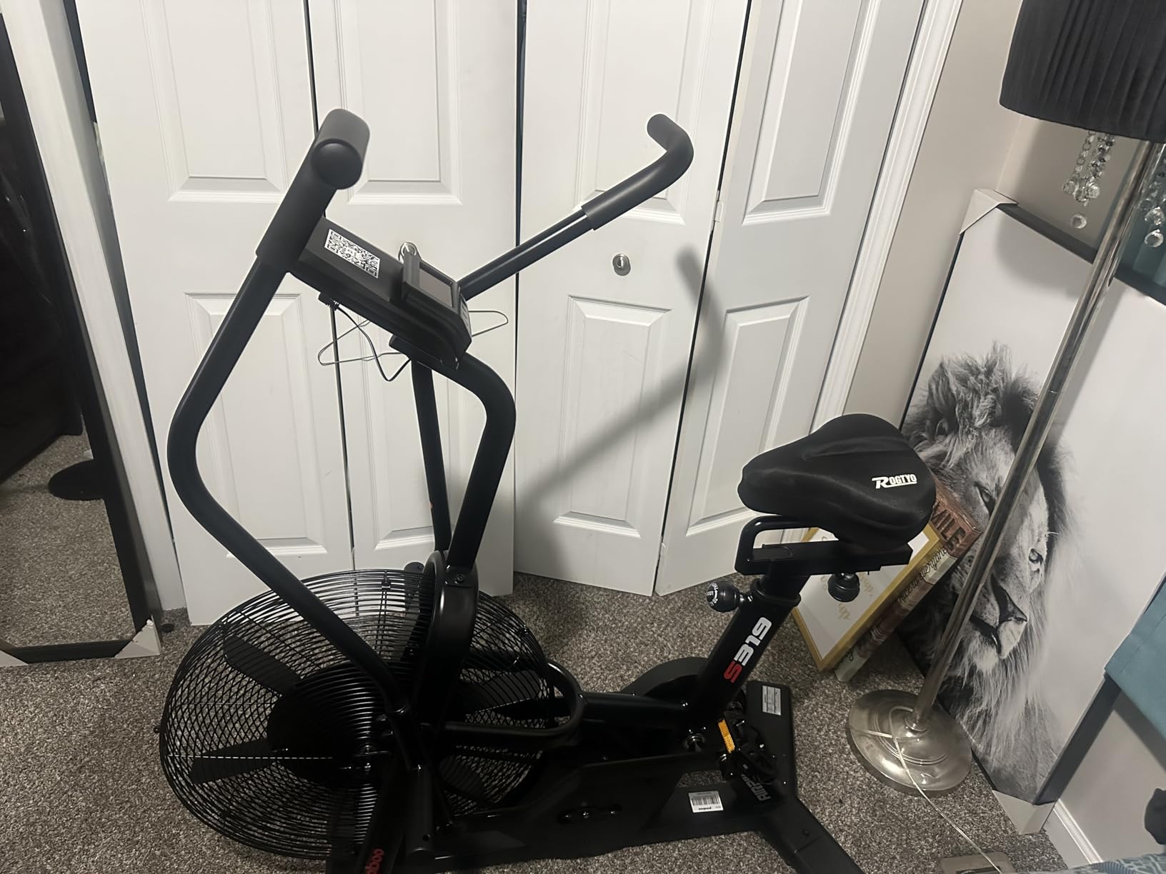 pooboo Air-Resistance Exercise Fan Bike, Air Bike with Dual Acction Handlebars&Dual-Layer Transmission System, Stationary Bike with APP Connection for Home Gym HIIT Cardio Full Body Workout customer photo 1