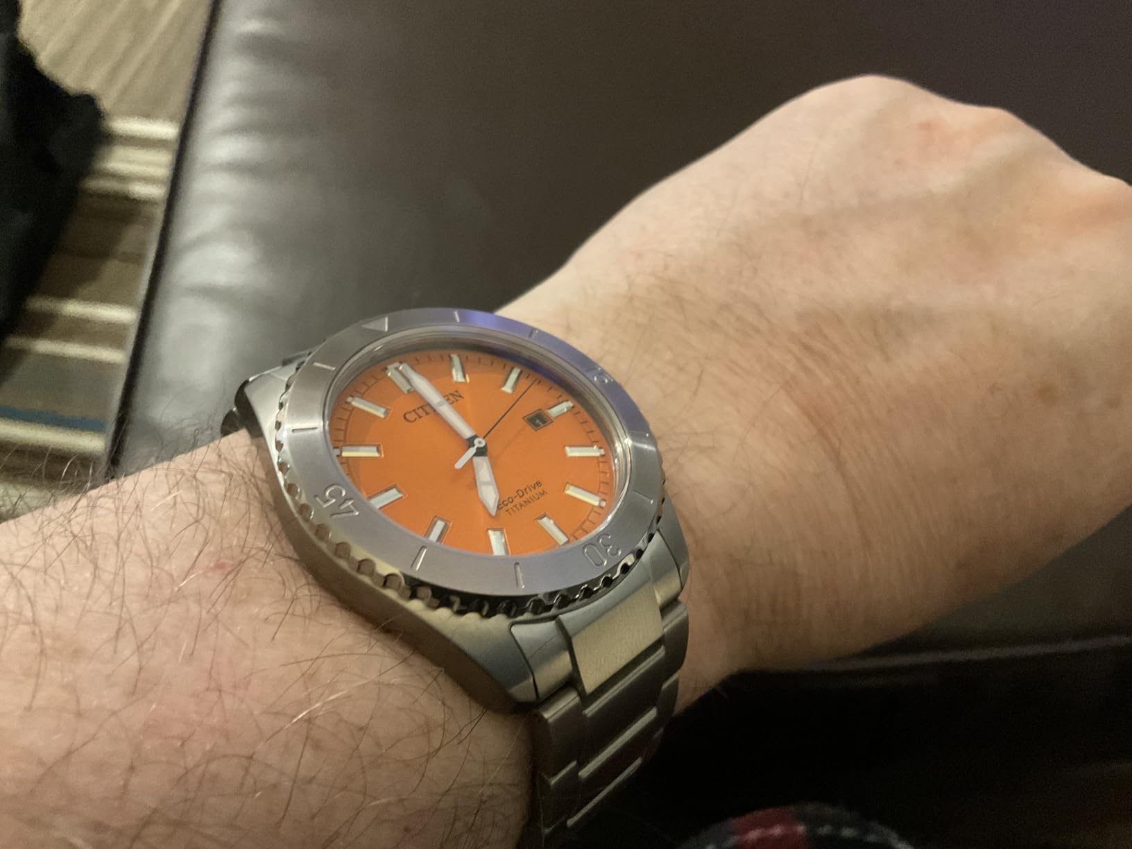 Citizen Men's Eco-Drive Brycen Sport Casual Watch, Silver-Tone Super Titanium Case, 3 Hand, Date customer photo 2