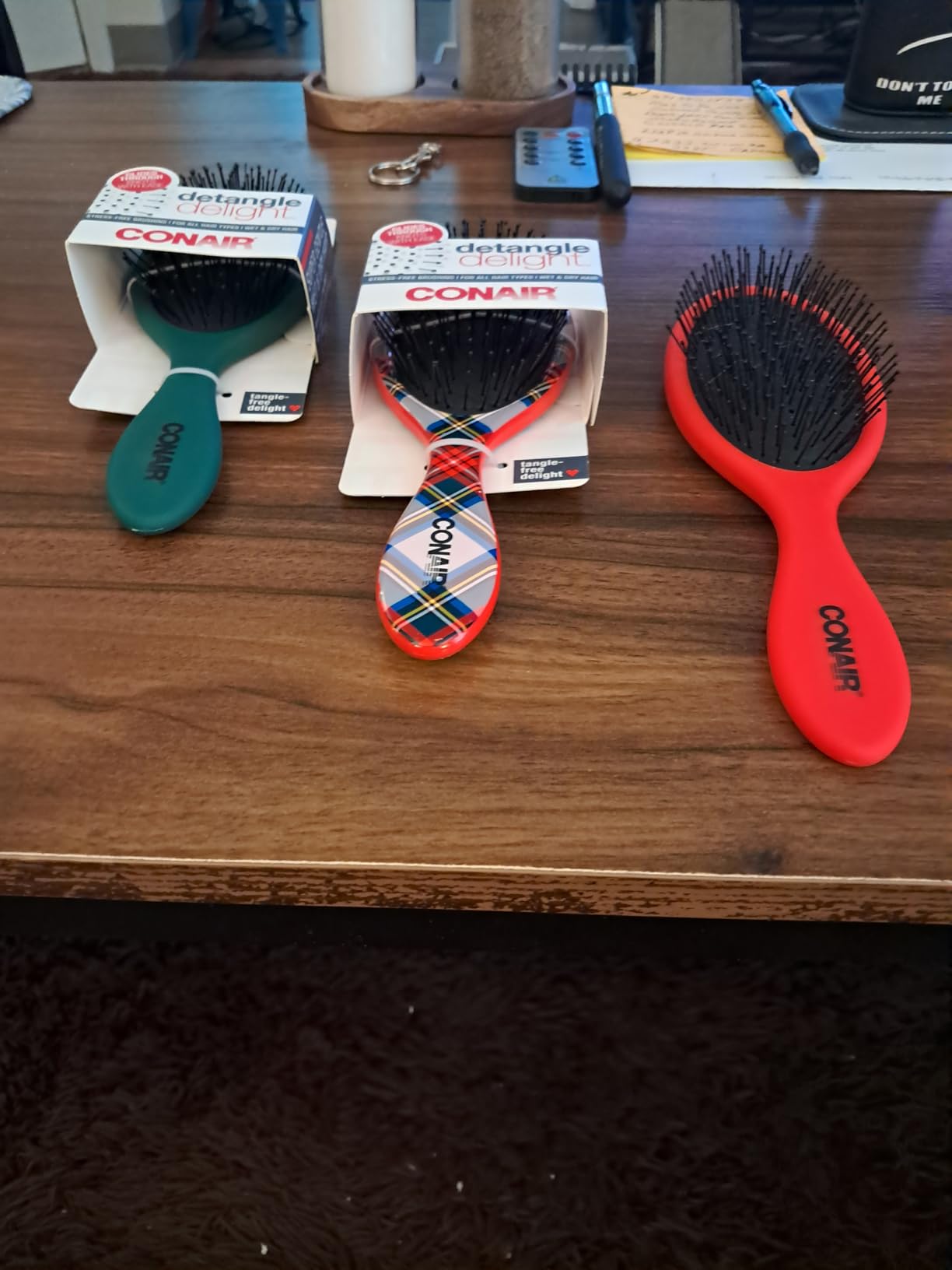 Conair Hair Brush Set, Detangling Mini, 3-Pack, Pink, Gray, Blue customer photo 1