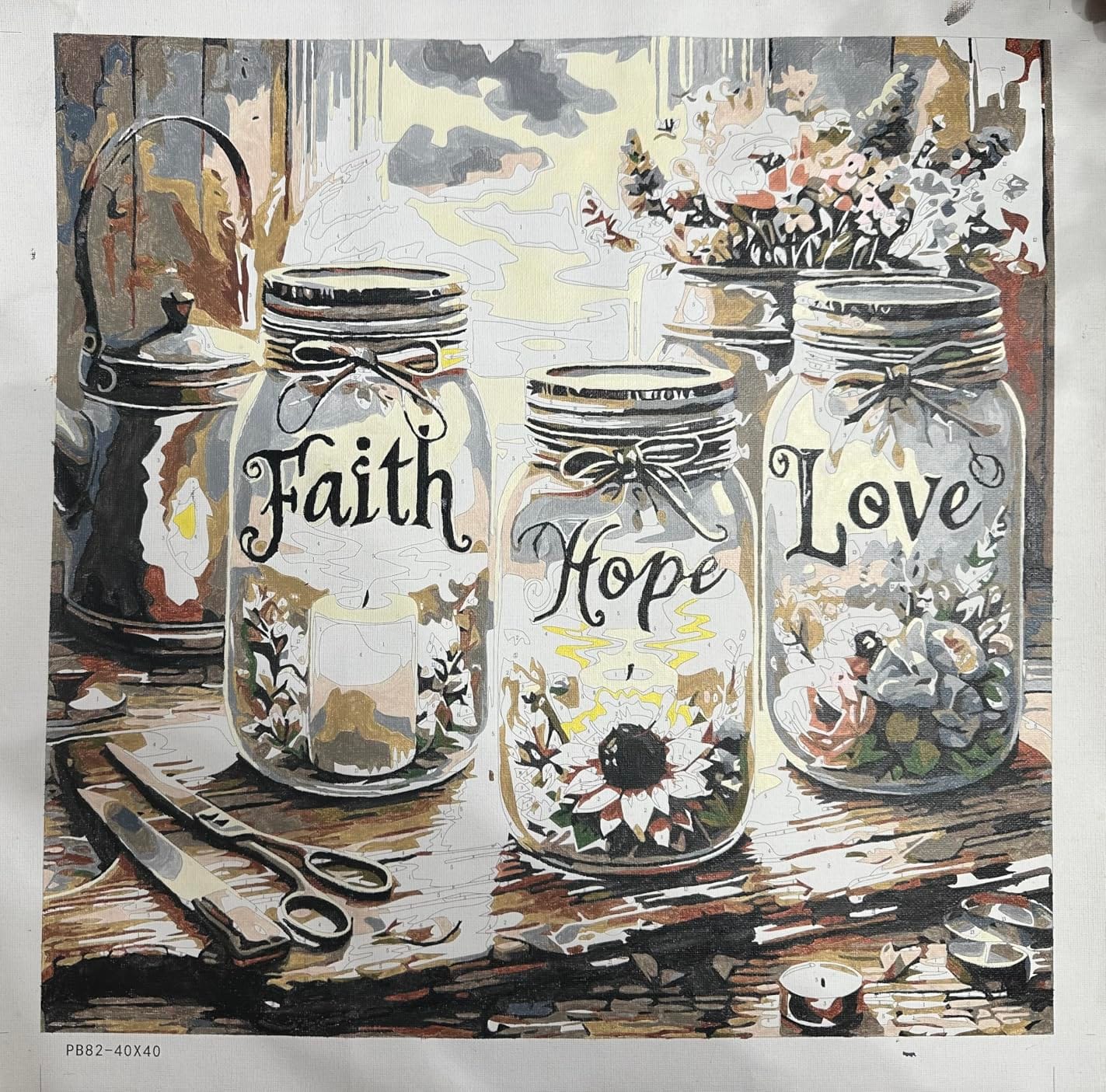 Faith Hope Love Wishing Bottle Paint by Number Canvas Kit for Adults customer photo 2