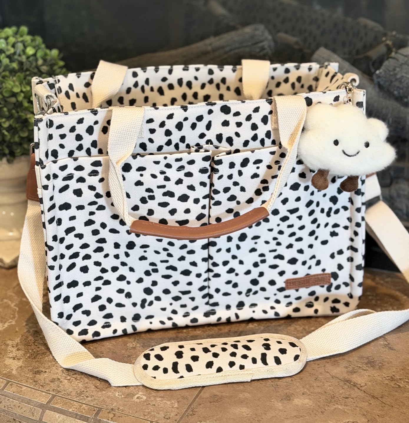 BESBESME Canvas Tote Bag for Women with Zipper, Work Laptop Purse with Compartments & Luggage Sleeve, Adjustable Strap customer photo 2