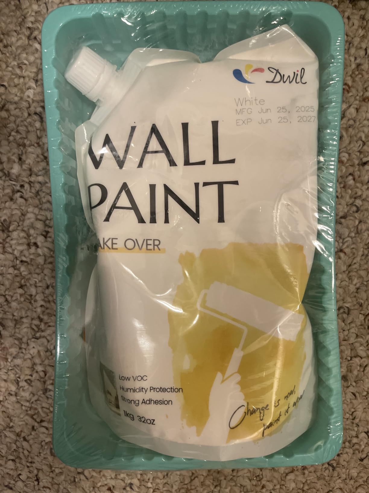 White Paint for Wall 32 Oz Covers 80-86 sq.ft sq.ft Water-Based Ceiling Paint with Roller Kit Perfect for Walls Ceilings More Interior Exterior No Sanding Quick Drying Low Odor White customer photo 2