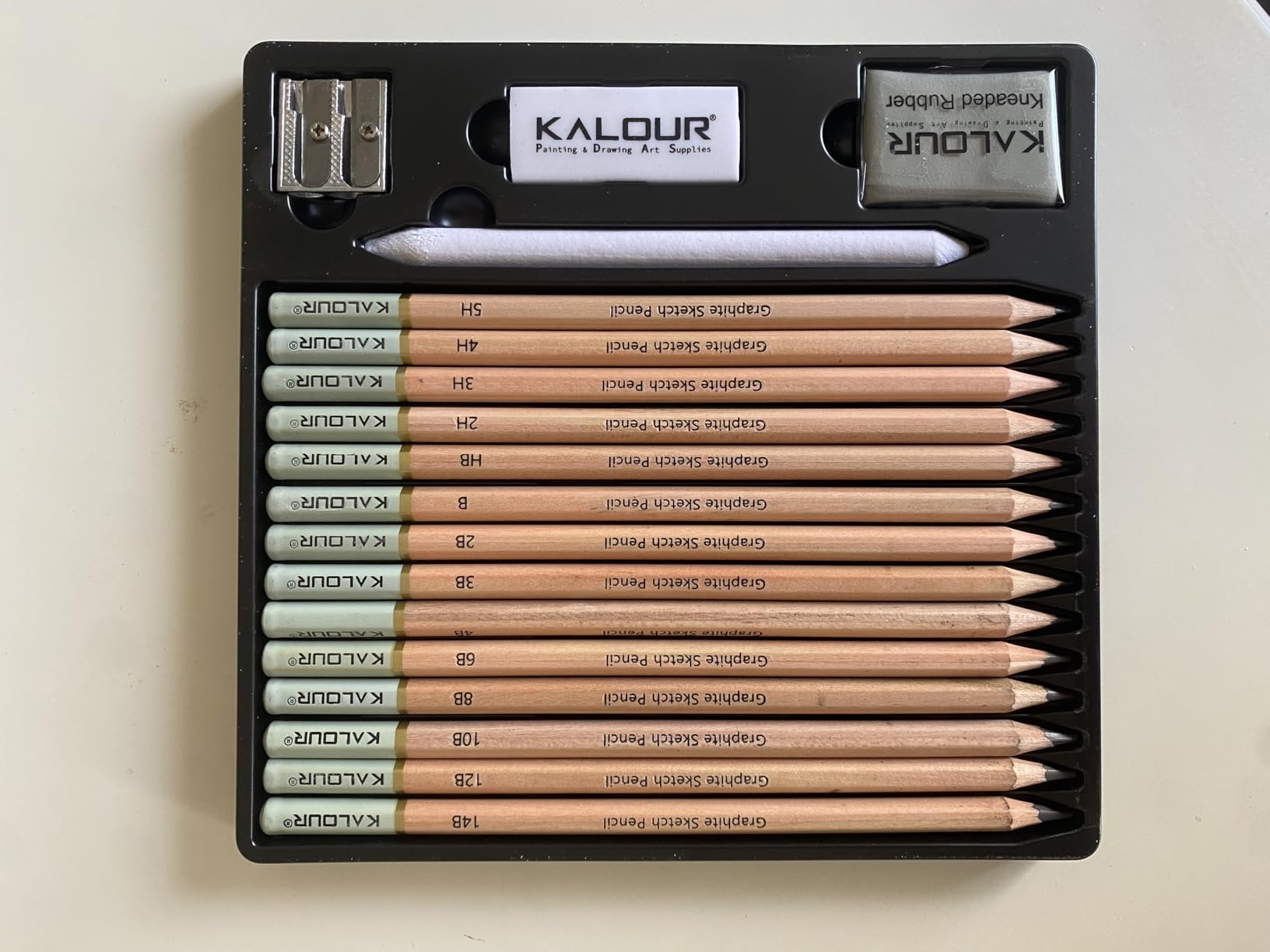 KALOUR 29 Pro Sketching Drawing Pencils Set with Roll-Up Nylon Case – 14 Graphite Pencils (14B–5H), Charcoal Pencils, Erasers, Sharpener & Stumps – Complete Art Kit for Artists & Beginner customer photo 2