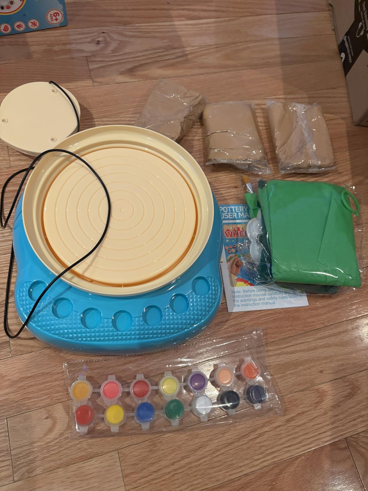 Pottery Wheel for Kids with Air Dry Clay Kit, 12 Paints & Tools, Ages 6-12 customer photo 1