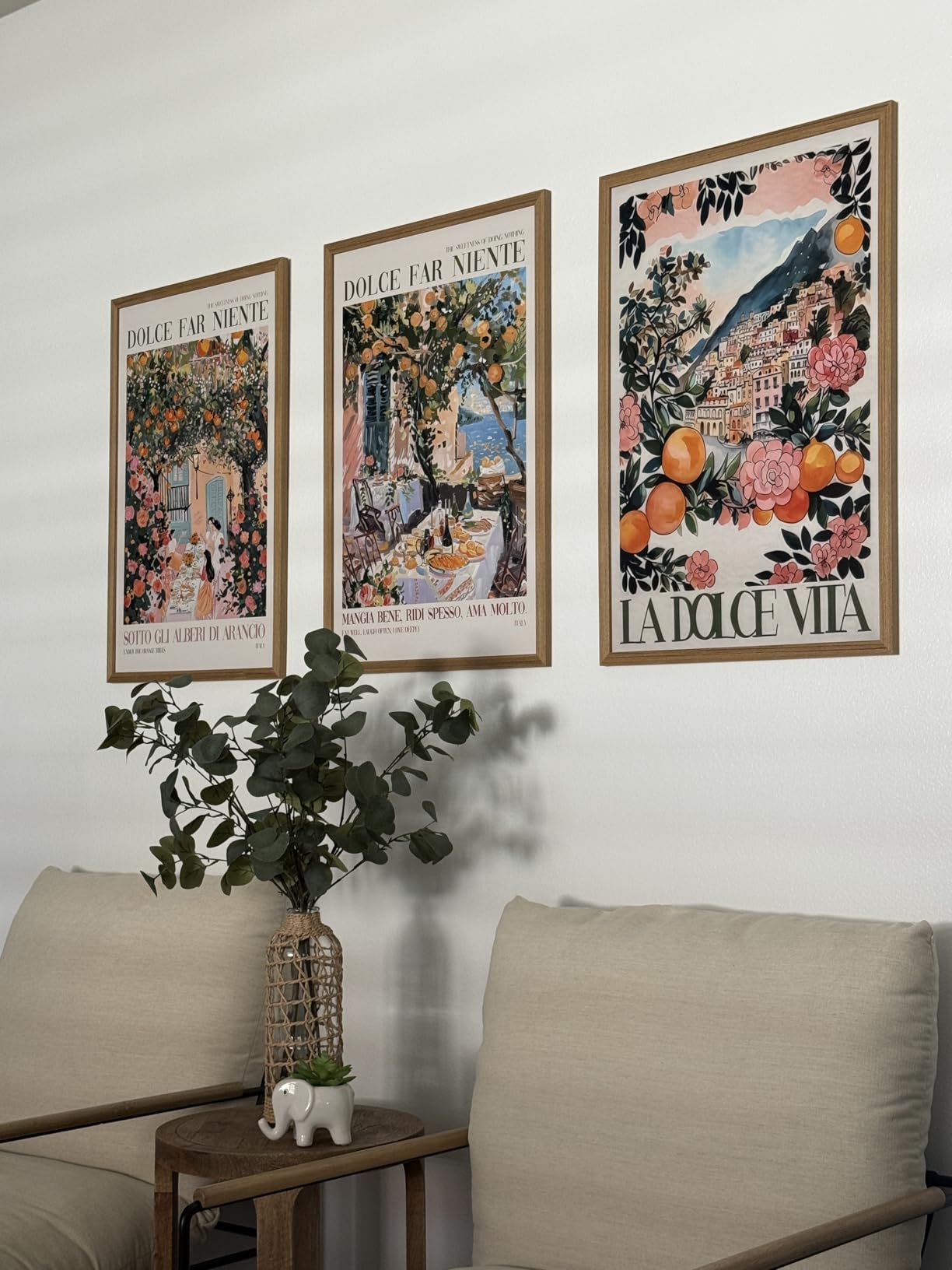 SYWENNOI Triptych Watercolor Botanical Framed Cnavas Wall Art 12x16 inch x3 customer photo 1