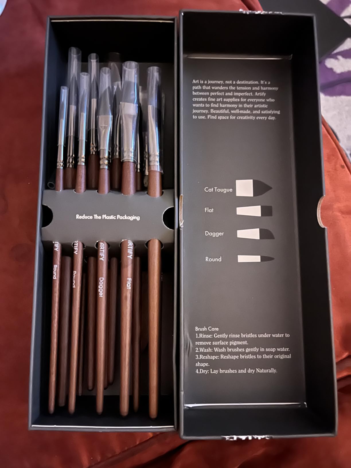 Artify Watercolor Brushes Professional, 14pcs Mixed Squirrel Hair Watercolor Paint Brush Set - Balanced Spring & Watercolor Absorption & Paint Release, Round/Flat/Filbert/Angled/Liner Tips customer photo 2