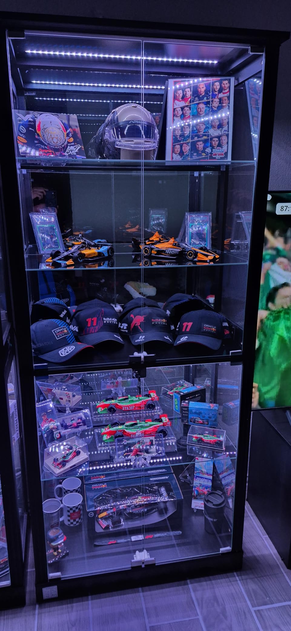 Dystler Display Cabinet with Glass Doors, RGB Lights for Collectibles customer photo 1