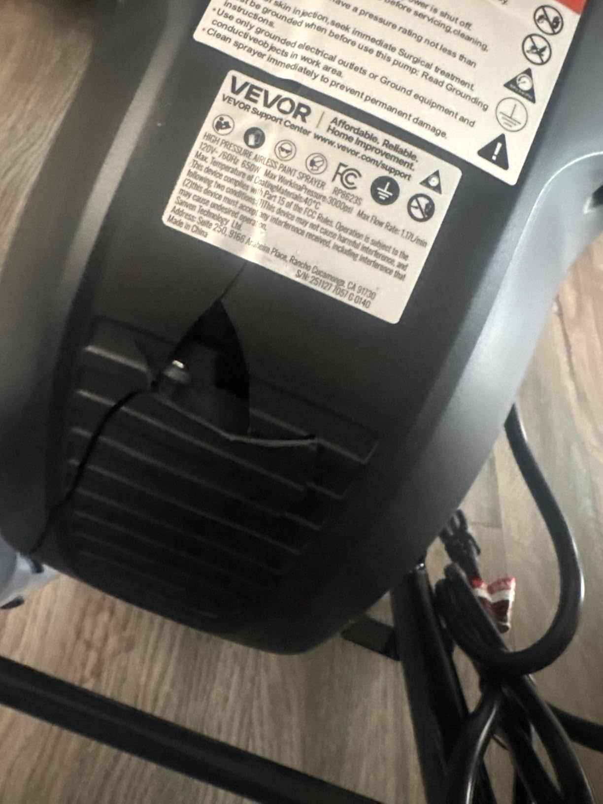 VEVOR Stand Airless Paint Sprayer, 650W, 3000PSI High Pressure Airless Sprayer with Cart, Cleaning Brush, Hose, Extension Rod, Nozzles, Electric Spray Paint Machine for House Exterior and Interior customer photo 2