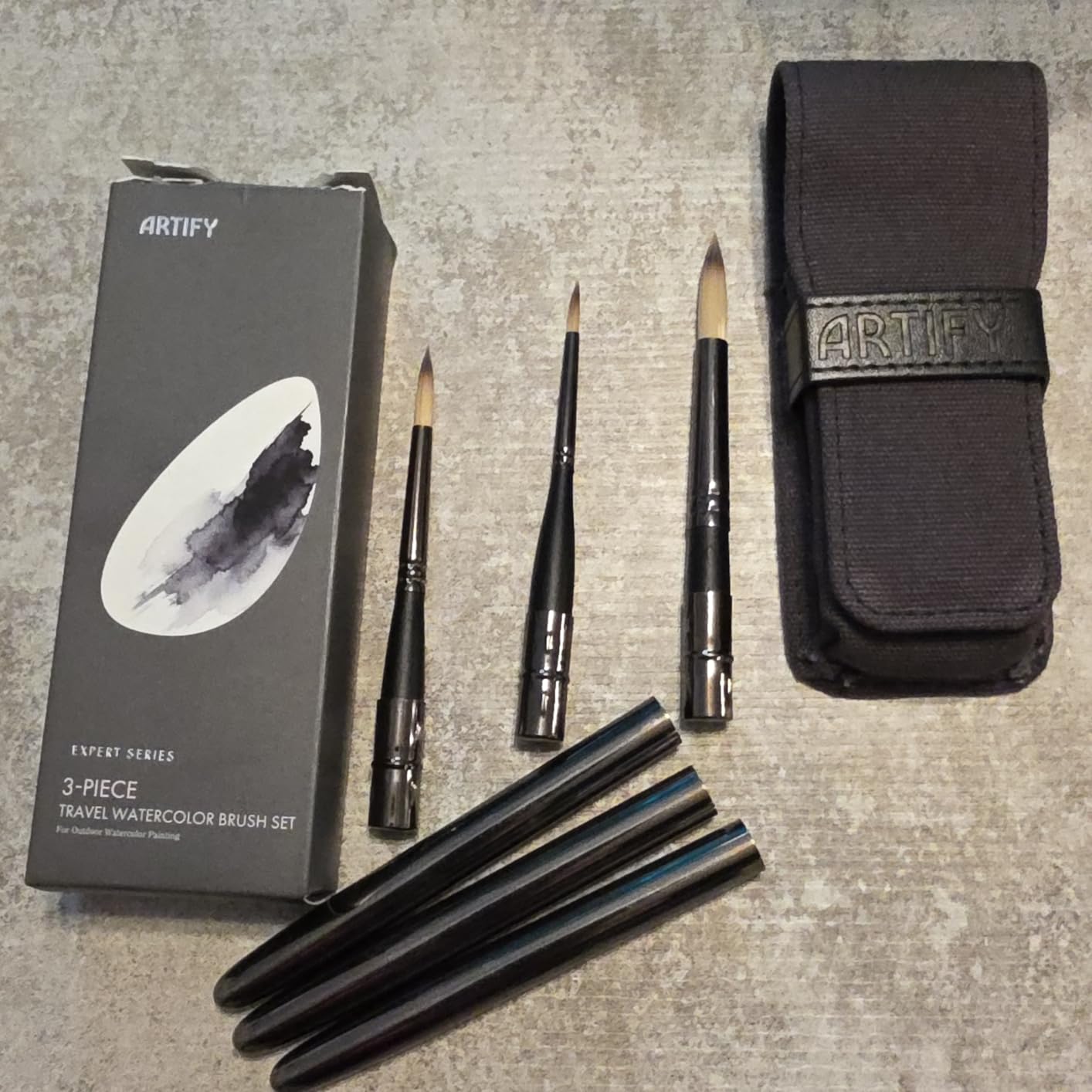 Artify Travel Watercolor Brushes, Outdoor Paint Brushes, Water Color Paint Brush Set with Anti-Rust Polished Metallic Gray Finish, Painting Brushes for Watercolor Gouache Ink - Gift for Artist (6PCS) customer photo 1