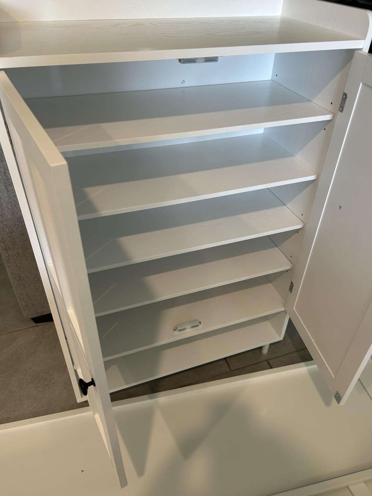 ONBRILL Shoe Cabinet with Cross Molding Doors, 6-Tier Shoe Storage(Walnut) customer photo 2