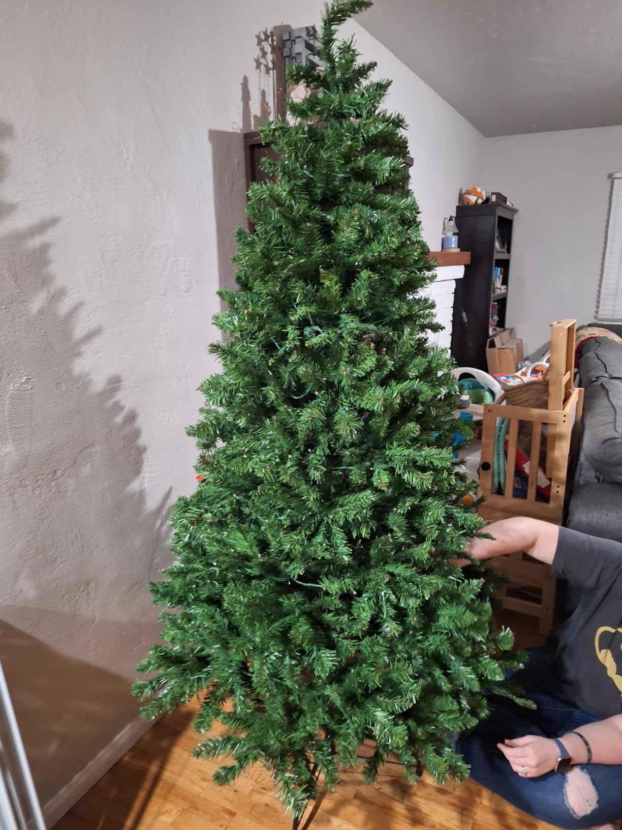 7FT Artificial Prelit Classic Christmas Tree with Remote Control,Timer customer photo 1