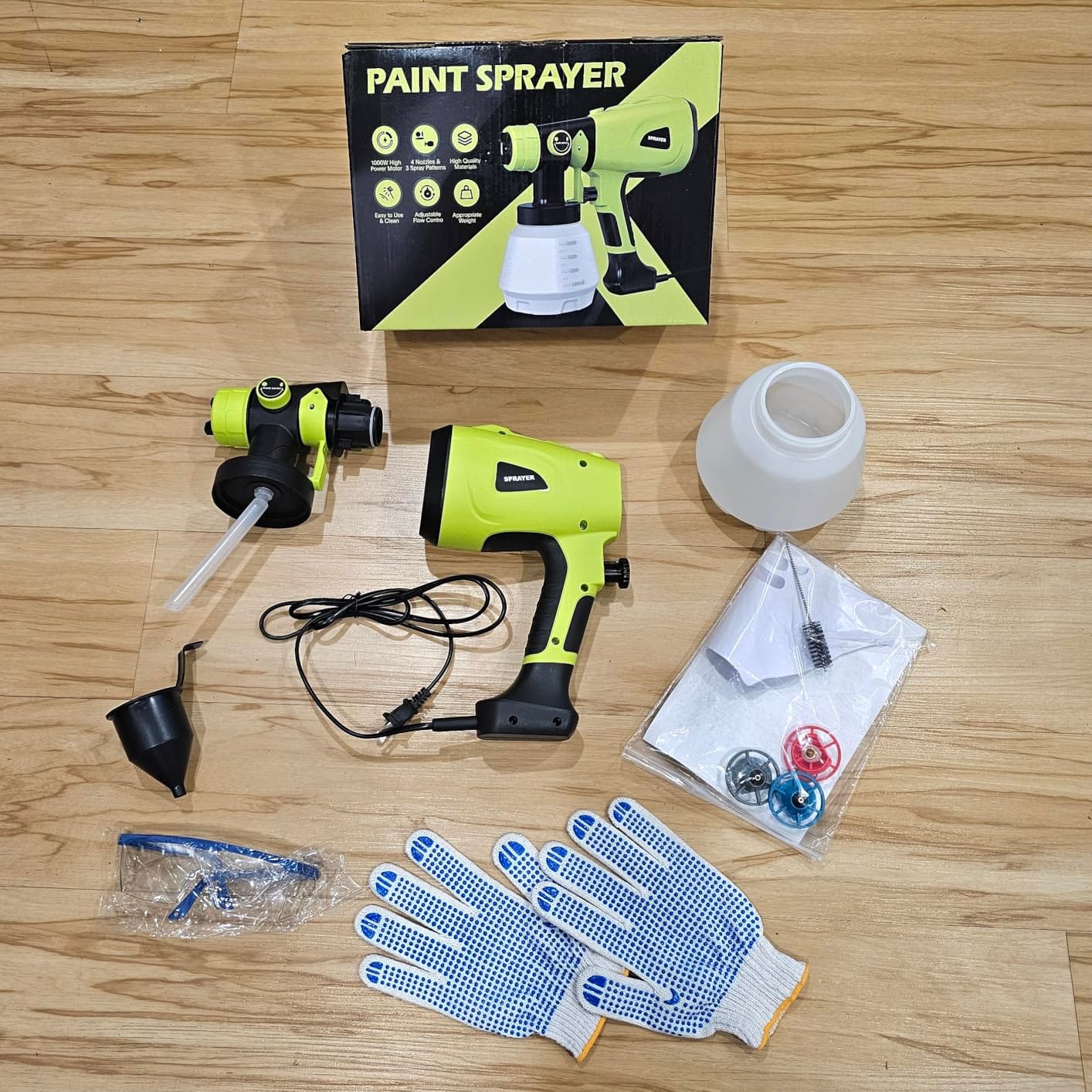 1000W High Power Paint Sprayer - HVLP Electric Spray Paint Gun with 4 Copper Nozzles & 3 Patterns, Large Capacity Power Painter for Furniture, Cabinets, Fence & House Painting Blue customer photo 1