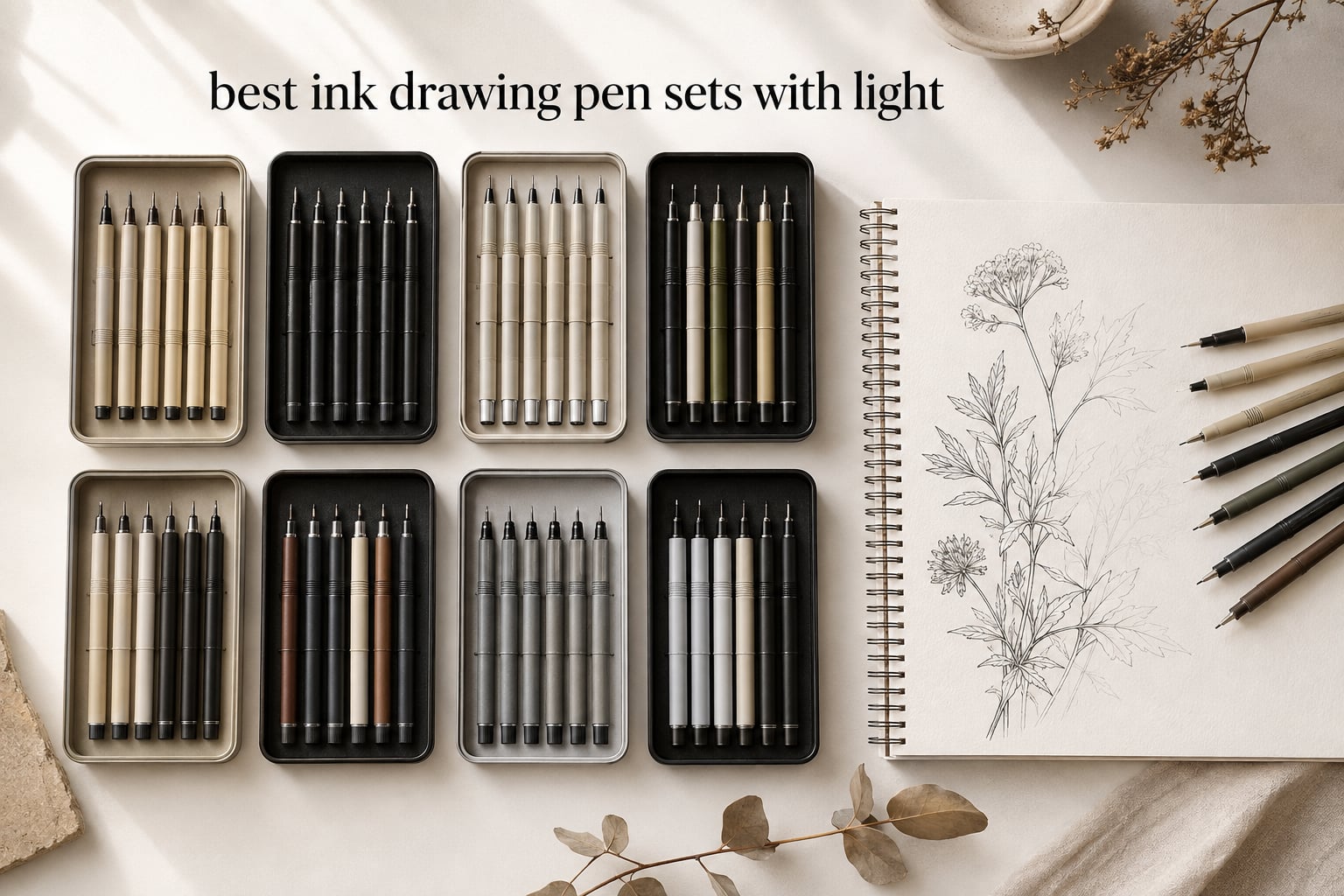 best ink drawing pen sets with light