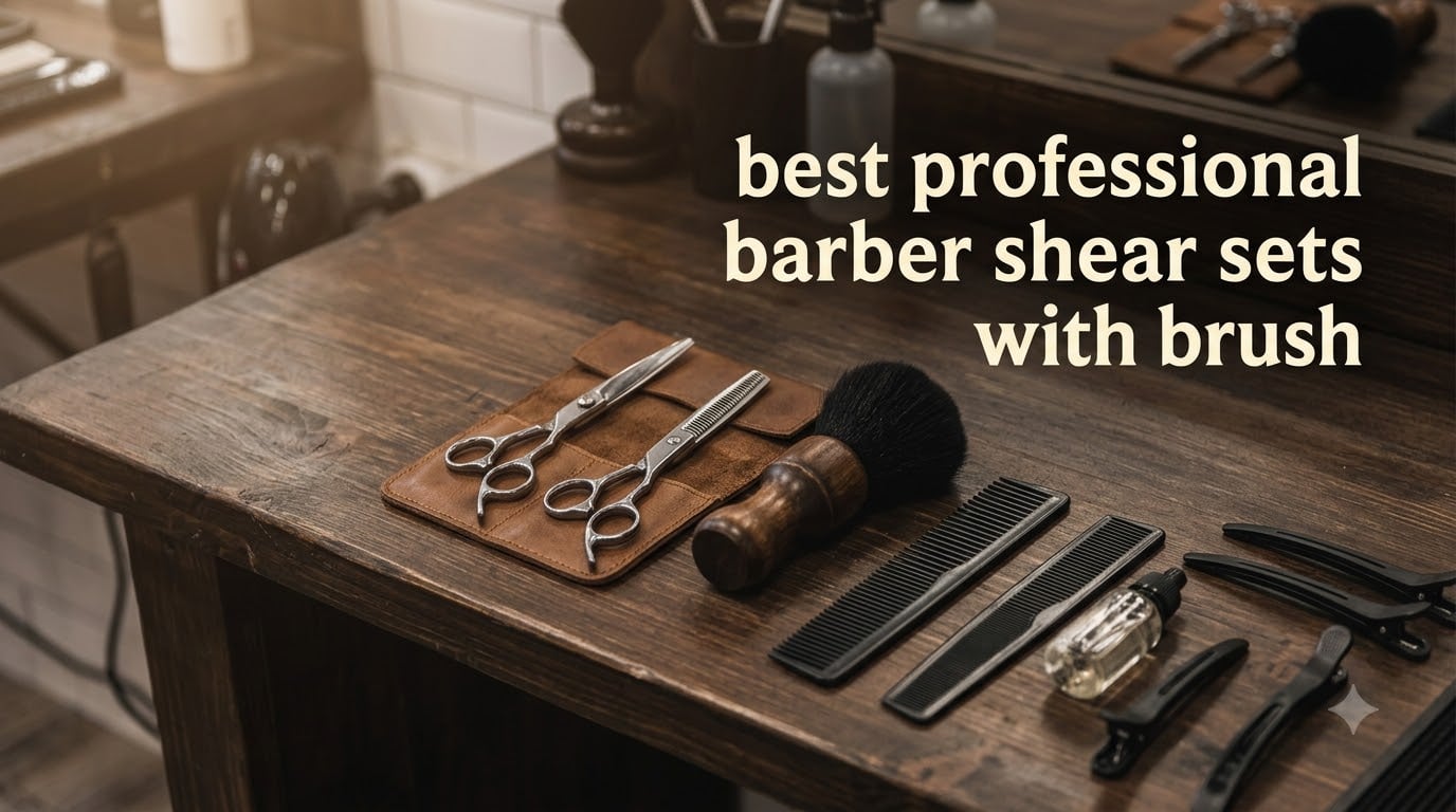 best professional barber shear sets with brush
