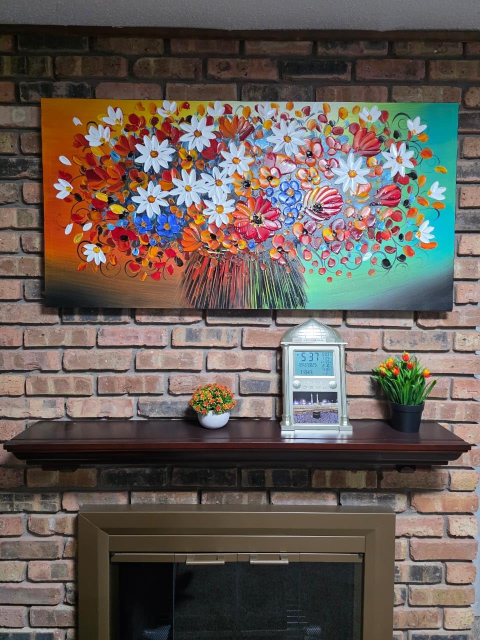 Yotree Paintings, 24x48 Inch Paintings Brilliant flowers Oil Hand Painting Painting 3D Hand-Painted On Canvas Abstract Artwork Art Wood Inside Framed Hanging Wall Decoration Abstract Painting customer photo 1